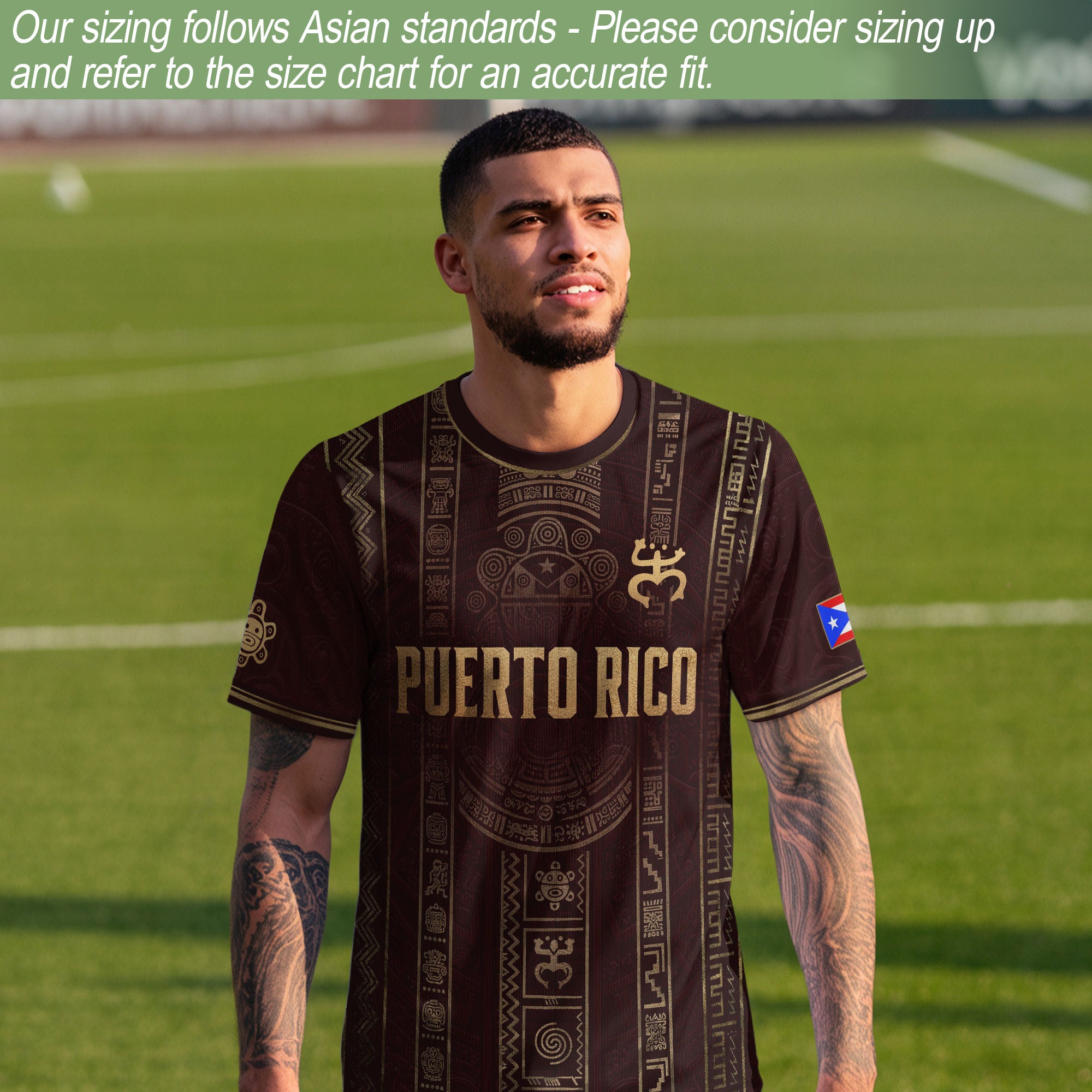 Puerto Rico Soccer Jersey Taino Heritage Maroon Gold Football Shirt Boricua Pride Gift