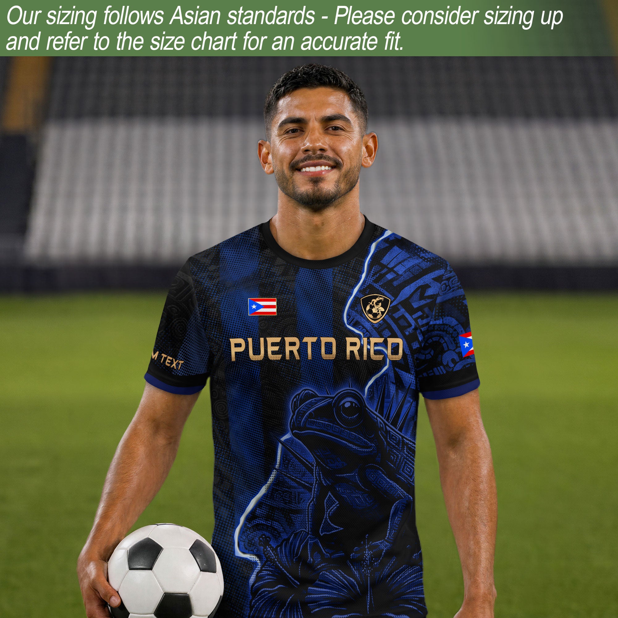 Custom Name Puerto Rico Jersey Lightning Navy Coqui Frog Sportswear