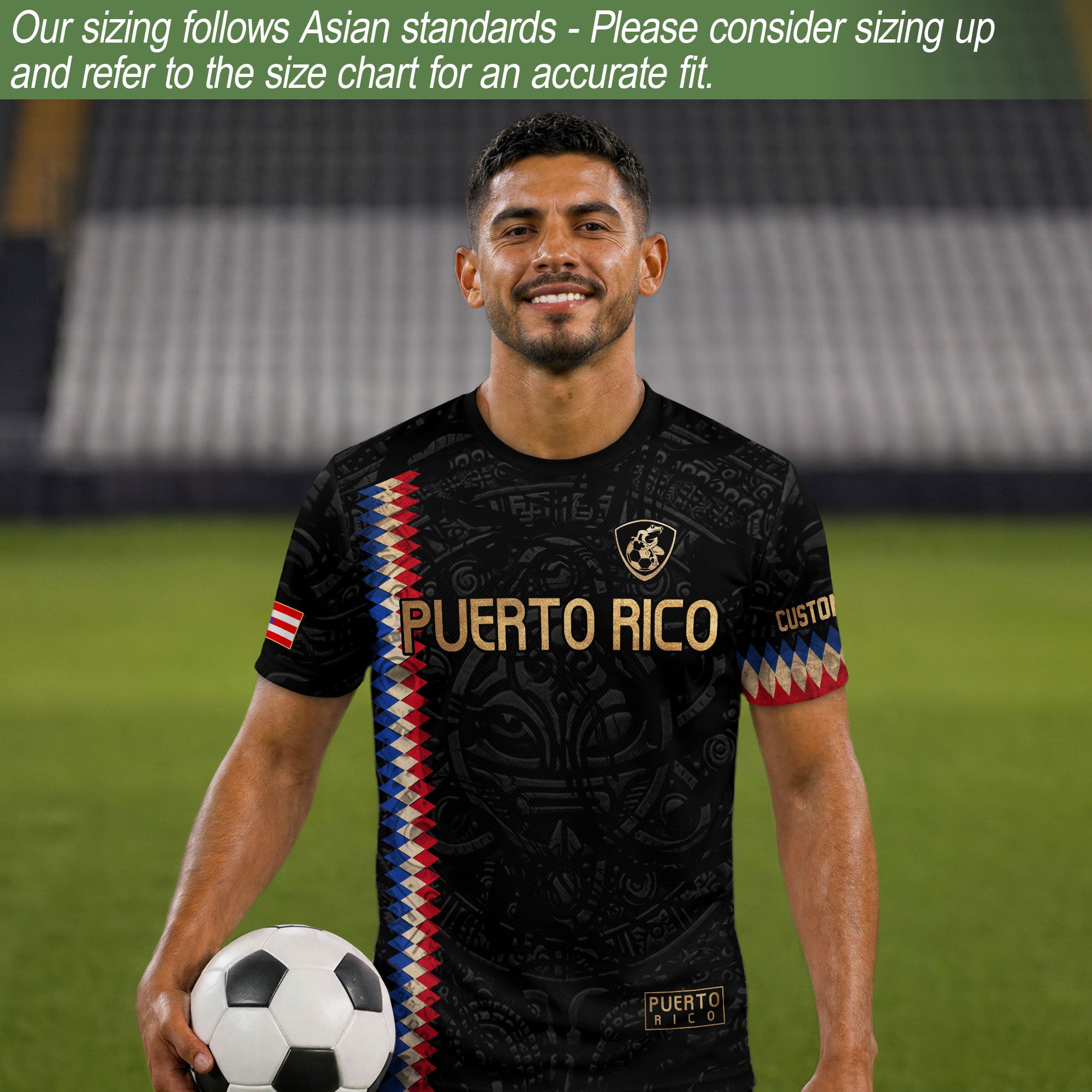 Custom Puerto Rico Soccer Jersey Black Gold – Puerto Rico Shirt, Puerto Rico Jerseys for Fans