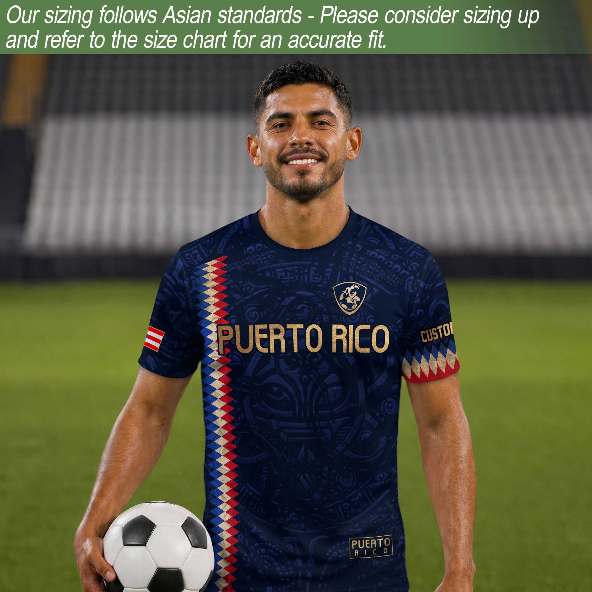 Custom Puerto Rico Soccer Jersey Navy Blue – Puerto Rican Jersey Men & Women, Puerto Rico Jerseys for Fans