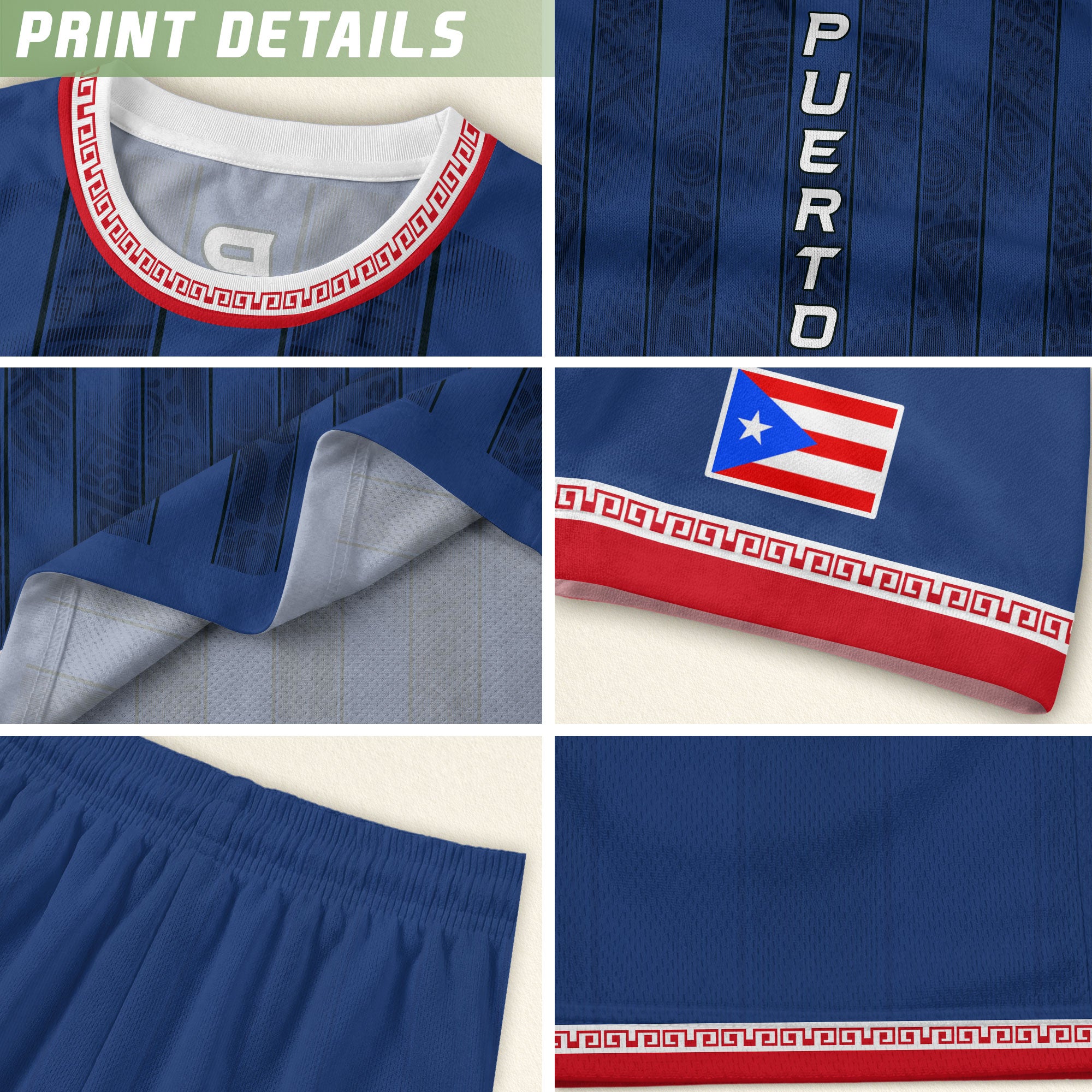 Puerto Rico Football Jersey Striped Navy Soccer Shirt Boricua Pride Gift Men