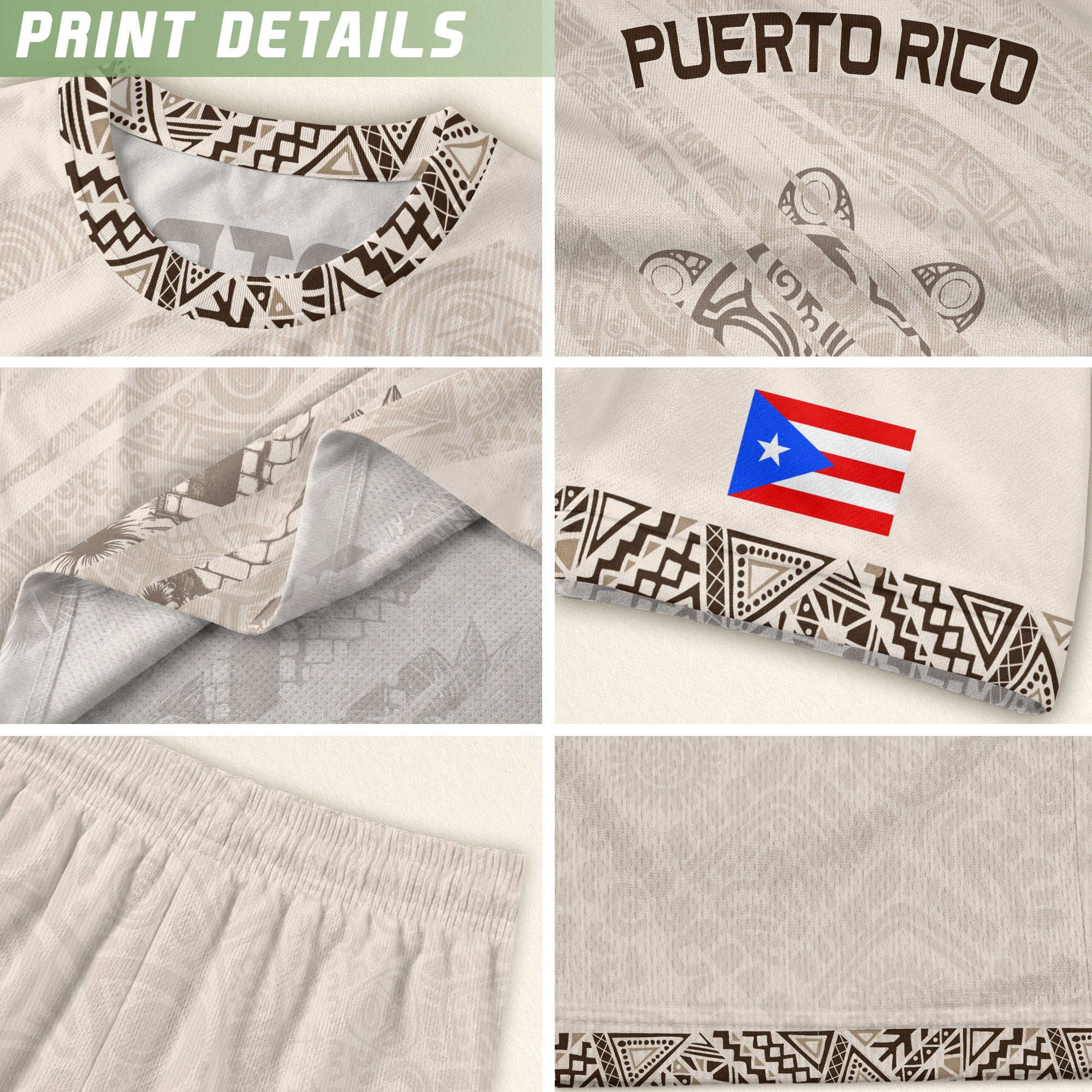 Puerto Rico Taino Coqui Jersey - White Heritage Boricua Tribal Print Performance Shirt