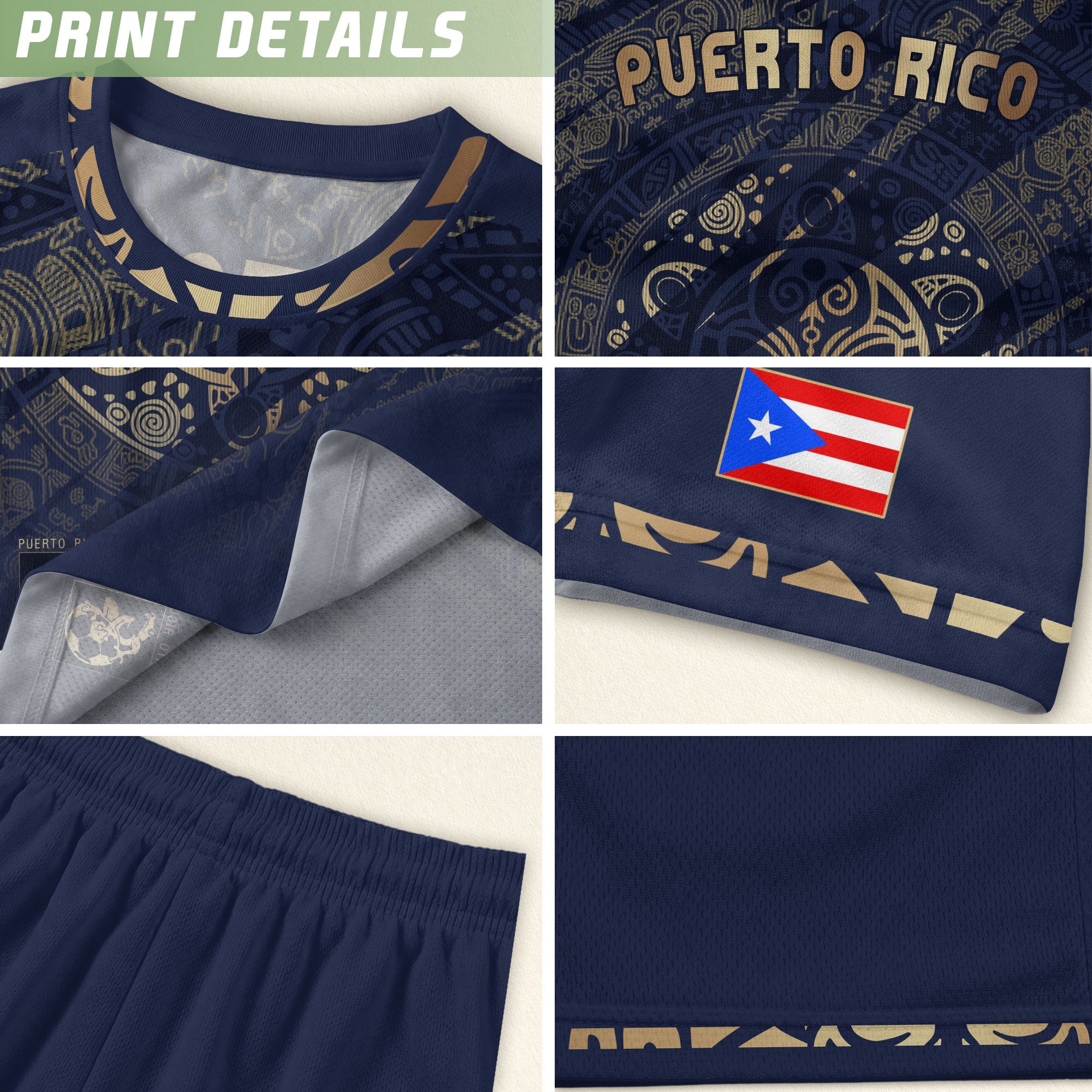Puerto Rico Soccer Jersey Taino Sun Navy Gold Football Shirt Boricua Apparel Men Gift