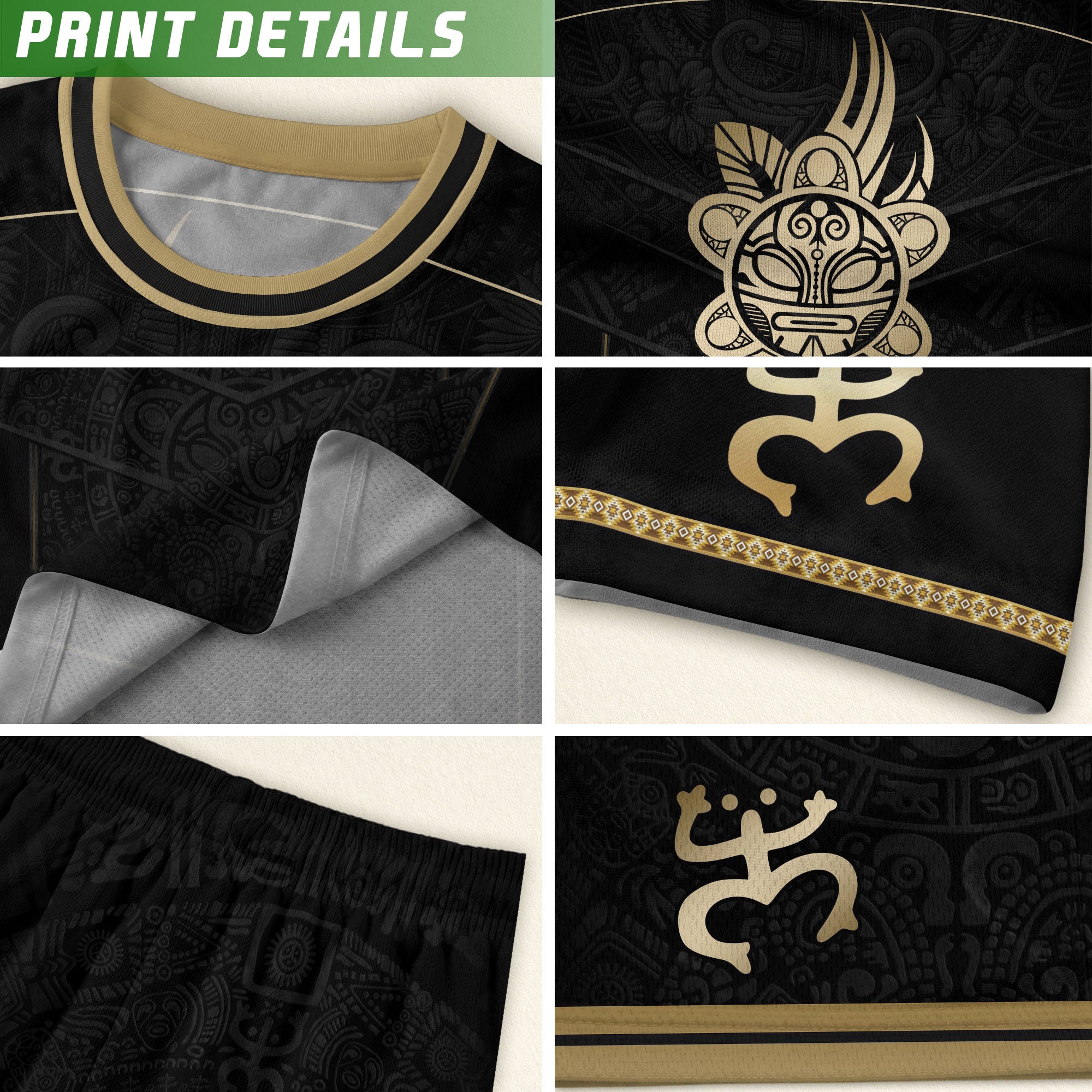 Puerto Rico Soccer Jersey - Black Gold Design with Lion Symbol & Puerto Rico Flag