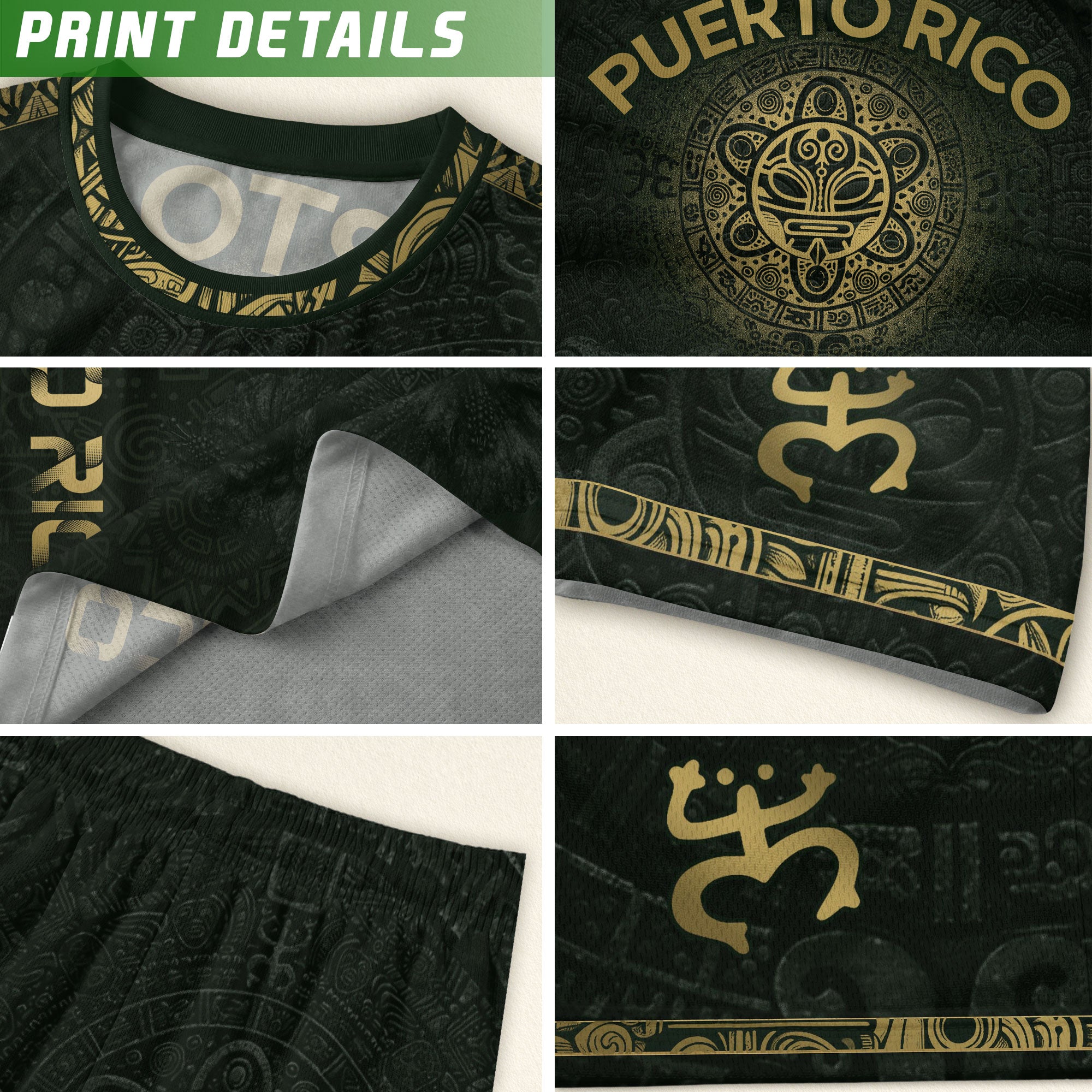 Puerto Rico Soccer Jersey Green Gold Coqui Frog Taino Sun Heritage Football Shirt