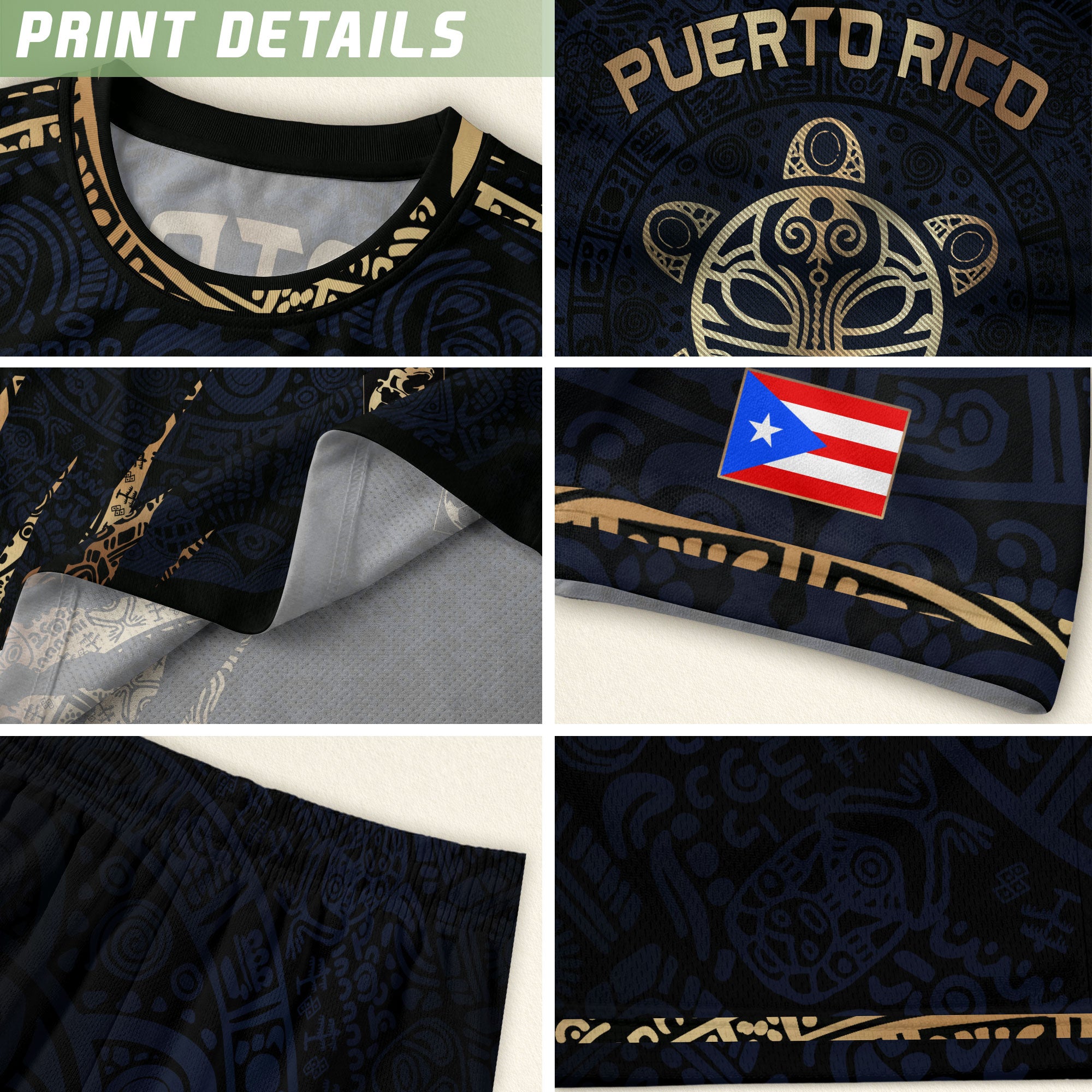 Camiseta de fútbol con máscara taína boricua azul marino de Puerto Rico, bandera tribal, orgullo nacional