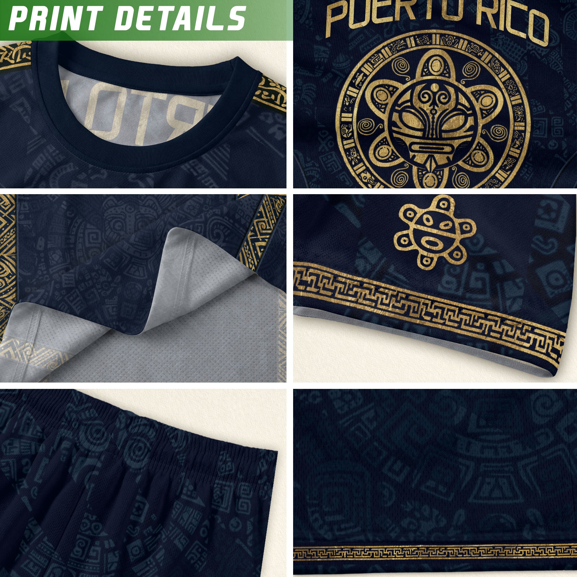 Puerto Rico Soccer Jersey - Taino Coqui Frog Navy Gold Boricua Pride Sportswear
