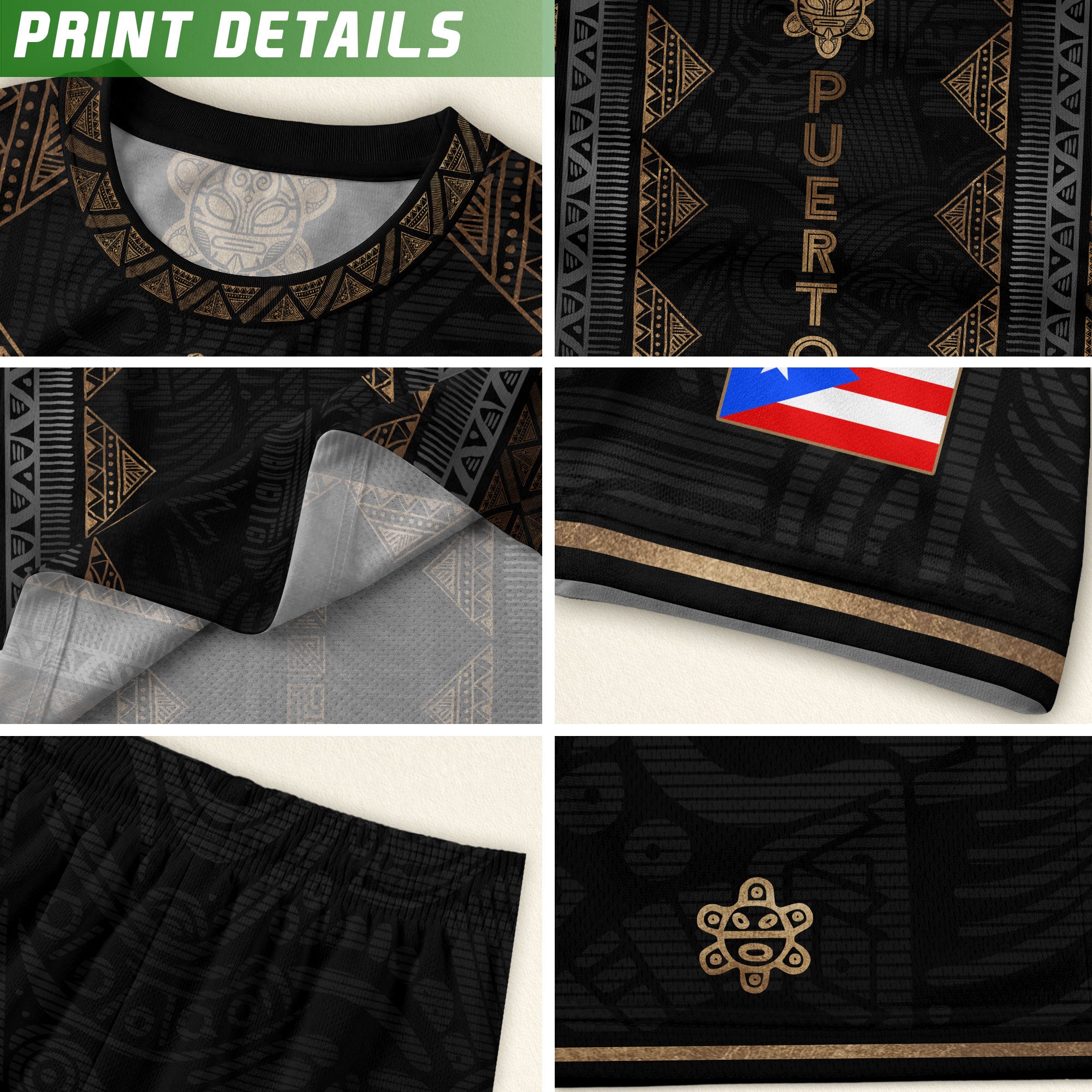 Black Puerto Rico Soccer Jersey - Vertical Taino Tribal Stripe Coqui Heritage Shirt