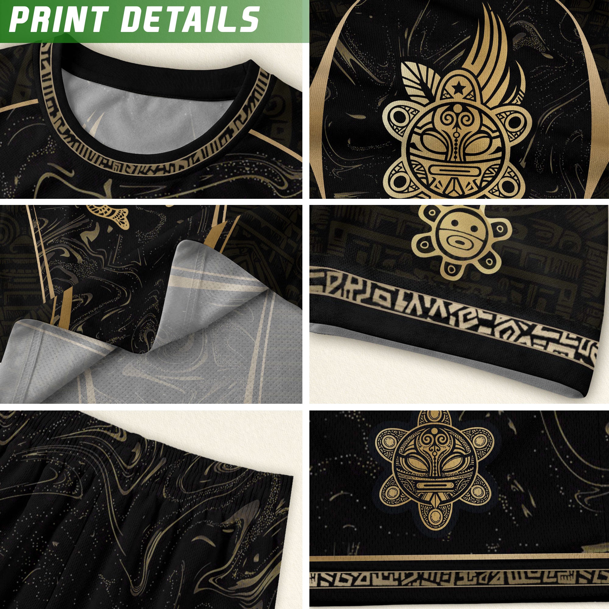 Puerto Rico Heritage Black Gold Coqui Taino Graphic Marble Pattern Pride Soccer Jersey