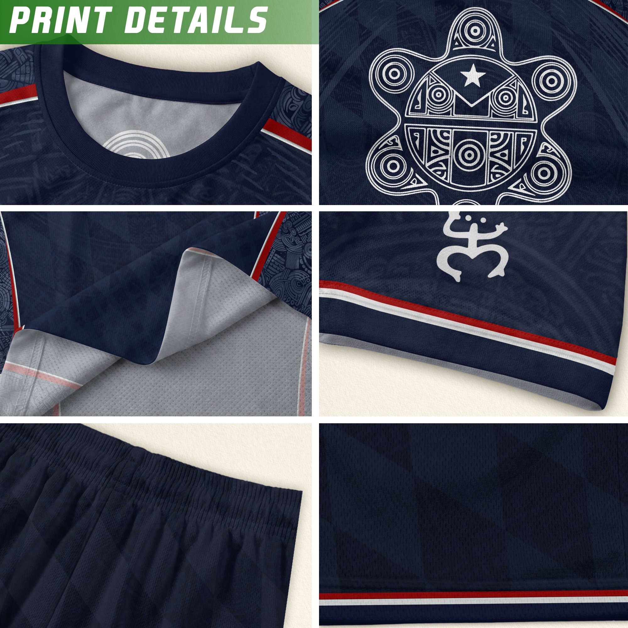 Puerto Rico Soccer Jersey - Modern Navy Taino Pattern Boricua Pride Athletic Fan Jersey