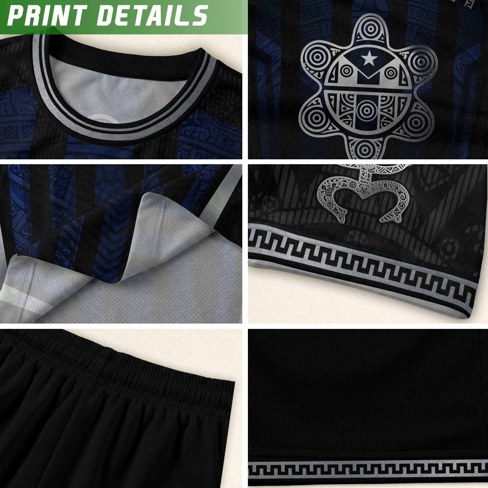 Puerto Rico Soccer Jersey - Midnight Navy & Black Taino Sun Symbol Midnight Blue Training Jersey