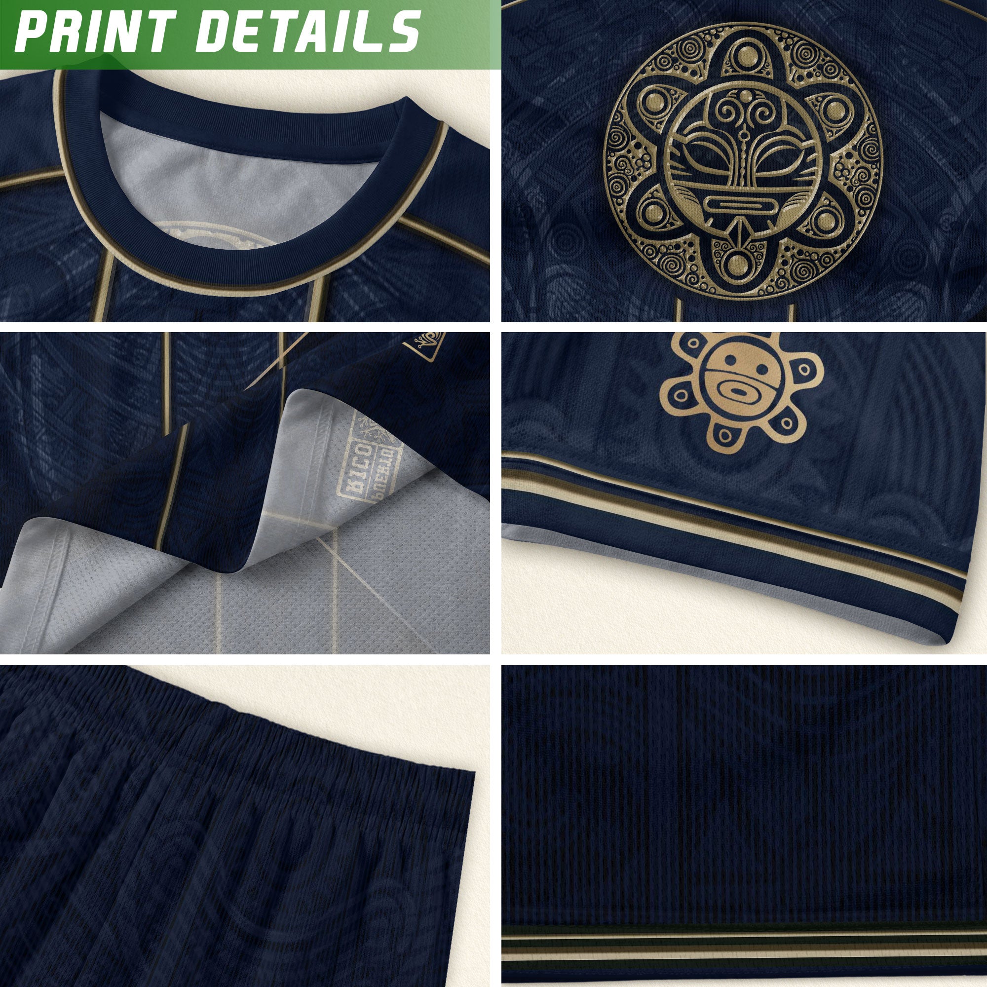 Puerto Rico Soccer Jersey - Elite Navy Gold Taino Pattern Boricua Pride Top