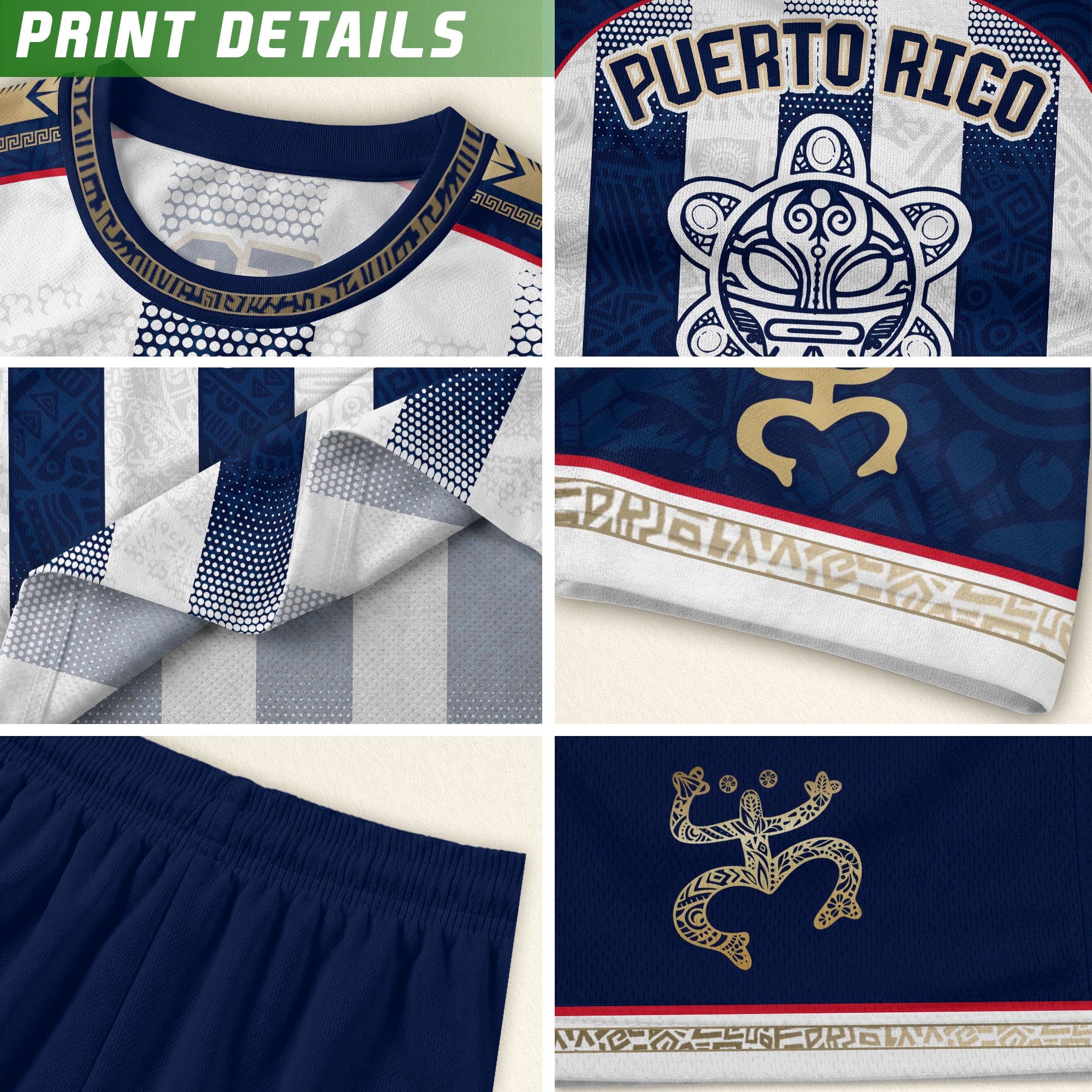 Puerto Rico Soccer Jersey Shirt Blue White Striped Boricua Football Fan Jersey Unisex