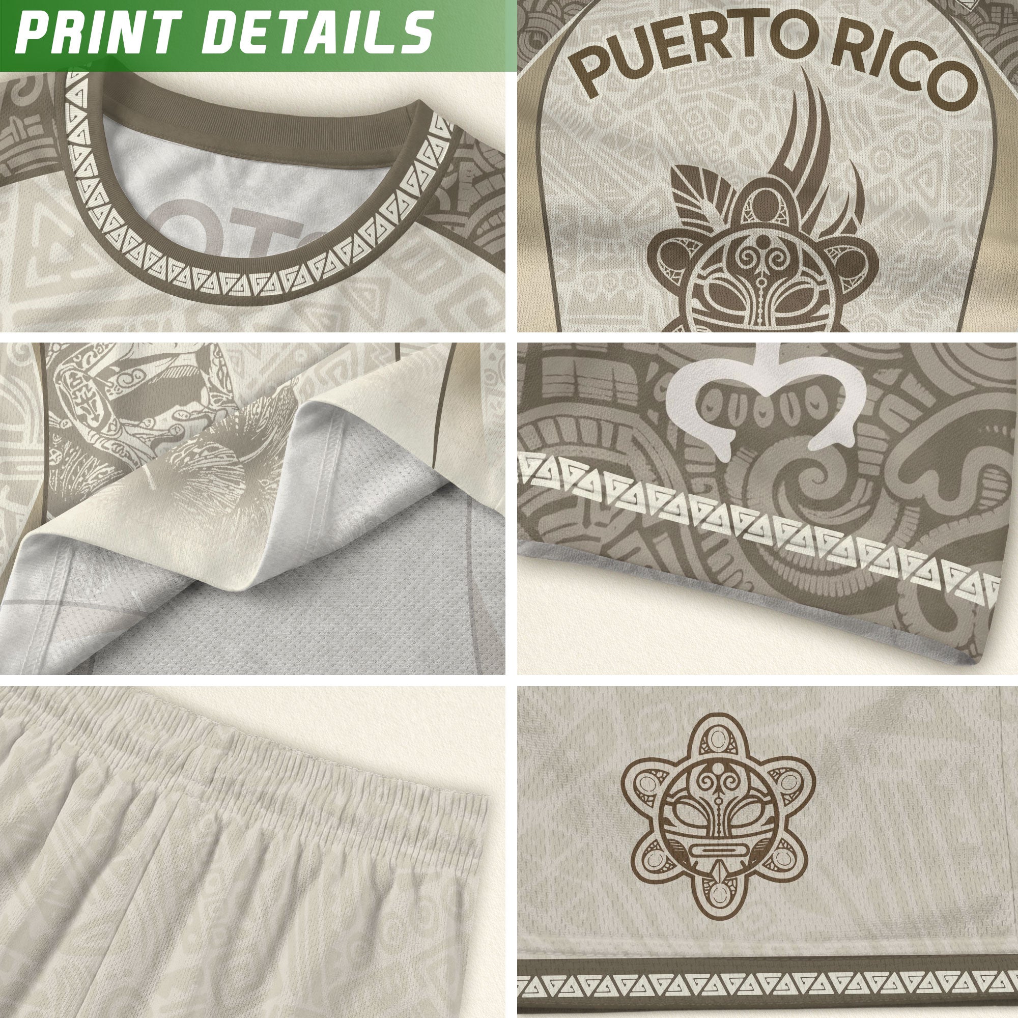 Puerto Rico Beige Soccer Jersey Coqui Tribal Boricua Pride Football Shirt Unisex
