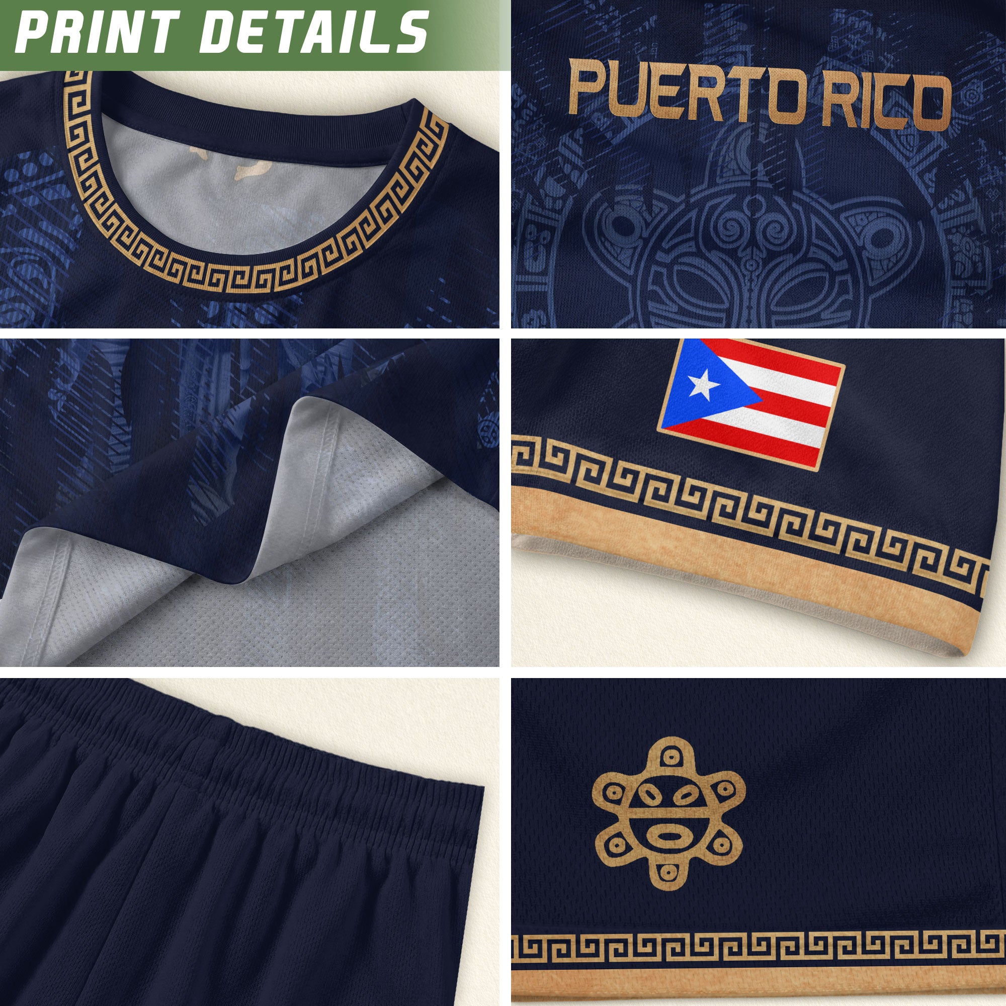 Puerto Rico Jersey Virgin Mary Navy Gold Catholic Faith Taino Symbols Boricua Pride