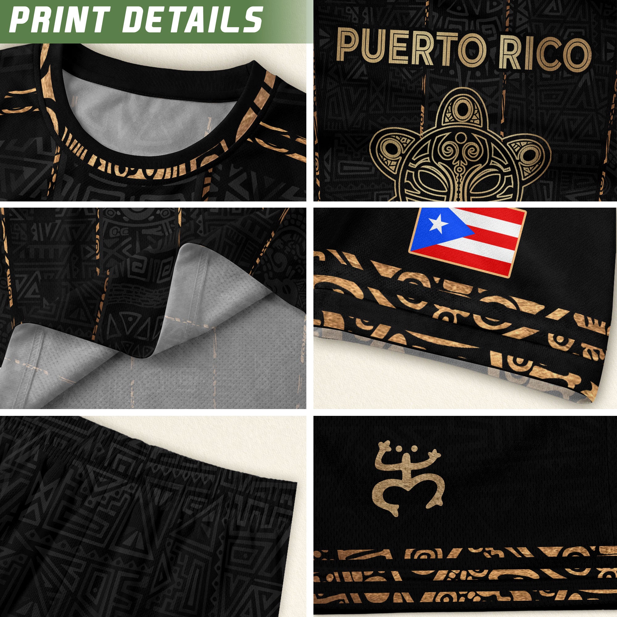 Black Puerto Rico Soccer Jersey Taino Turtle Tribal Boricua Football Shirt