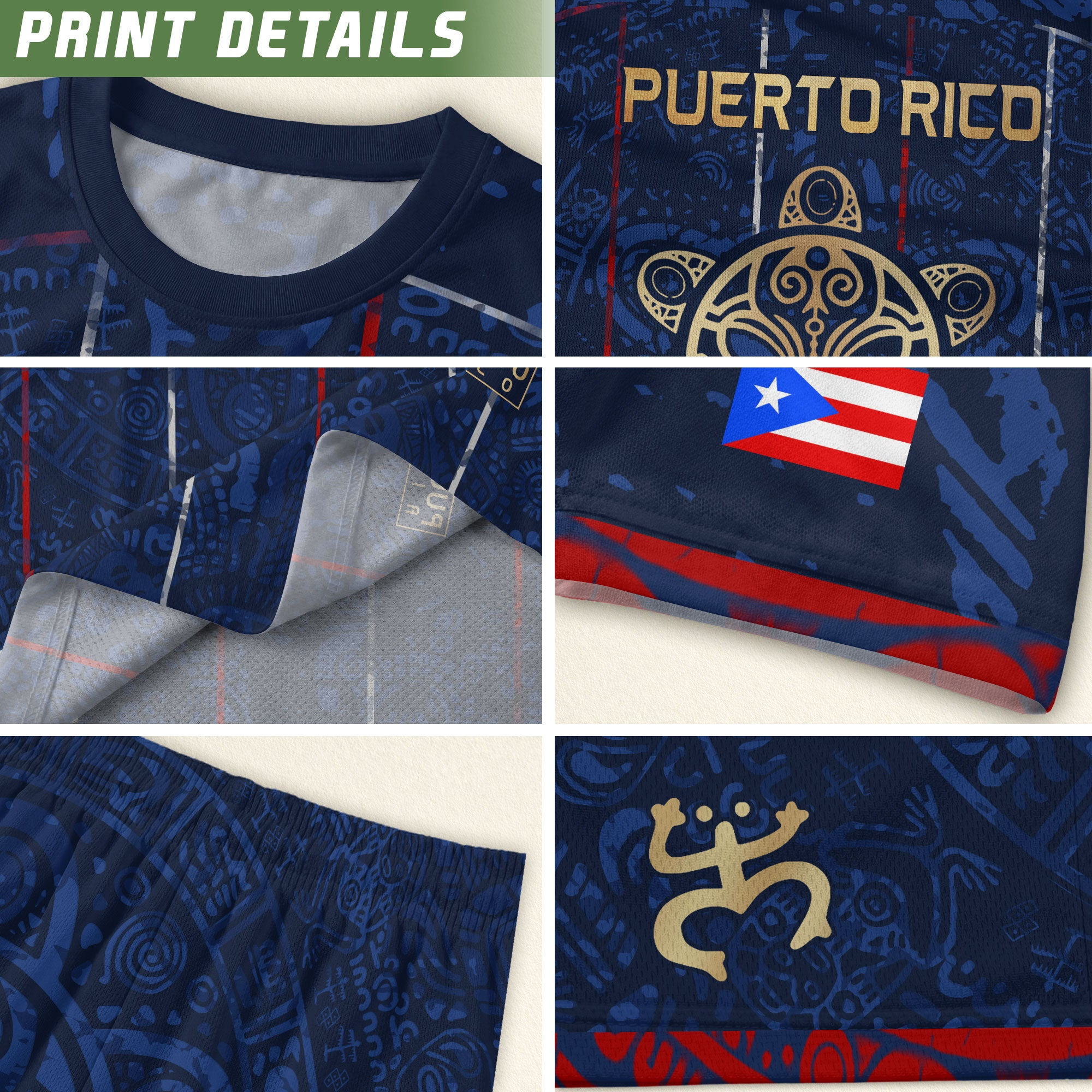 Puerto Rico Soccer Jersey Navy Taino Turtle Pride Sportswear Tee