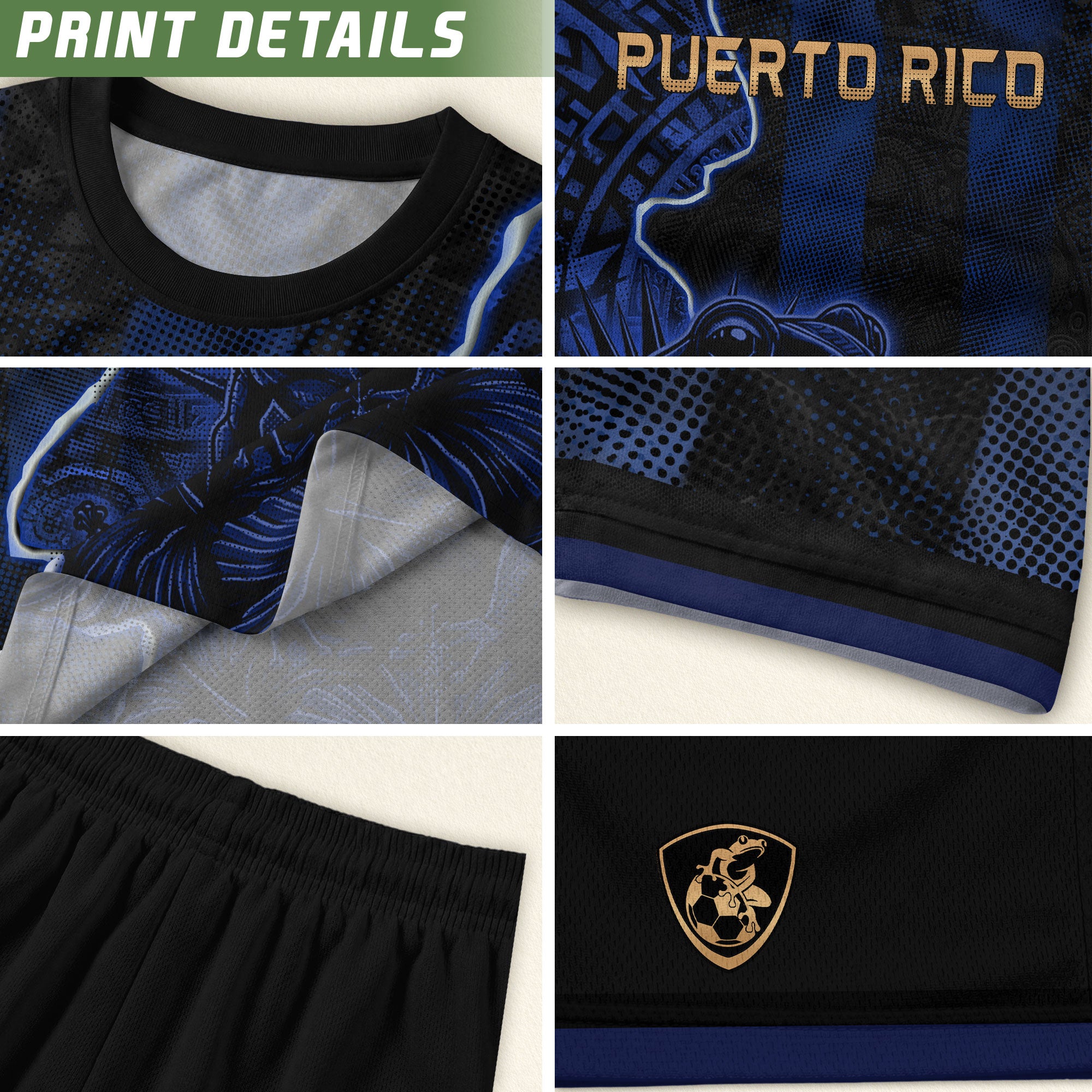 Camiseta de fútbol con máscara taína boricua azul marino de Puerto Rico, bandera tribal, orgullo nacional