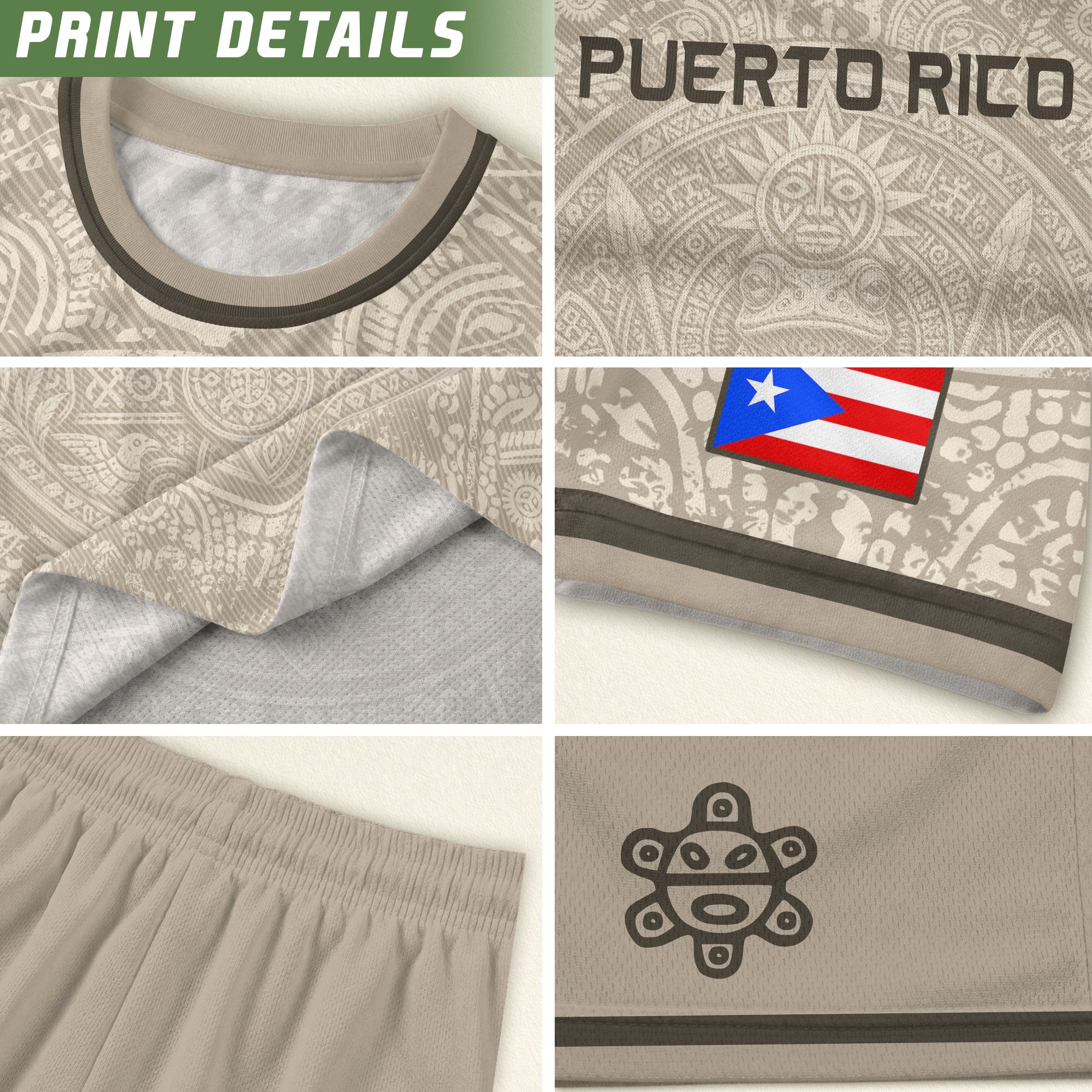 Beige Puerto Rico Soccer Jersey Coqui Frog Taino Sun Graphic Tee Puerto Rican Heritage