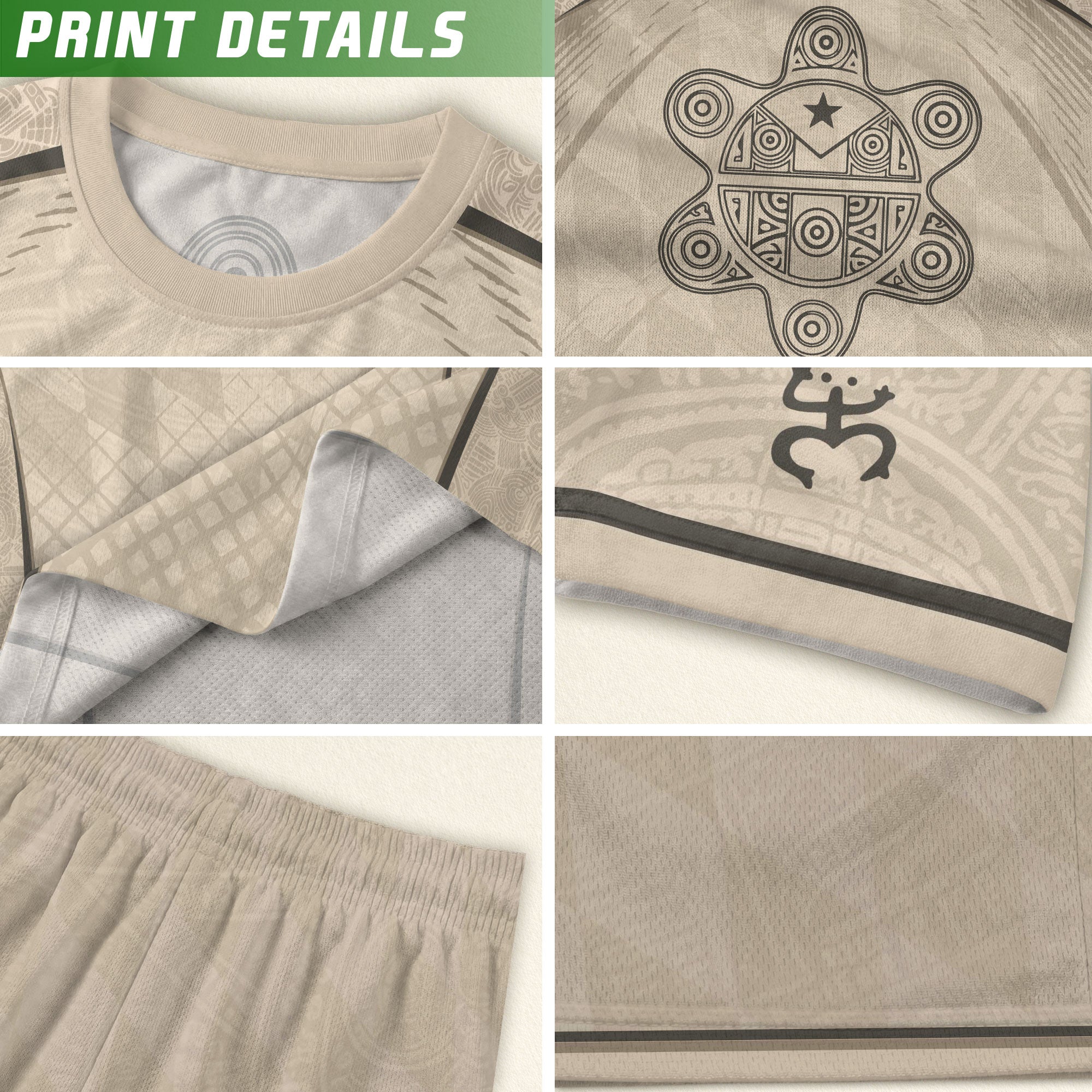Puerto Rico Jersey - Beige Coqui Frog & Taino Tribal Pattern Sportswear Shirt