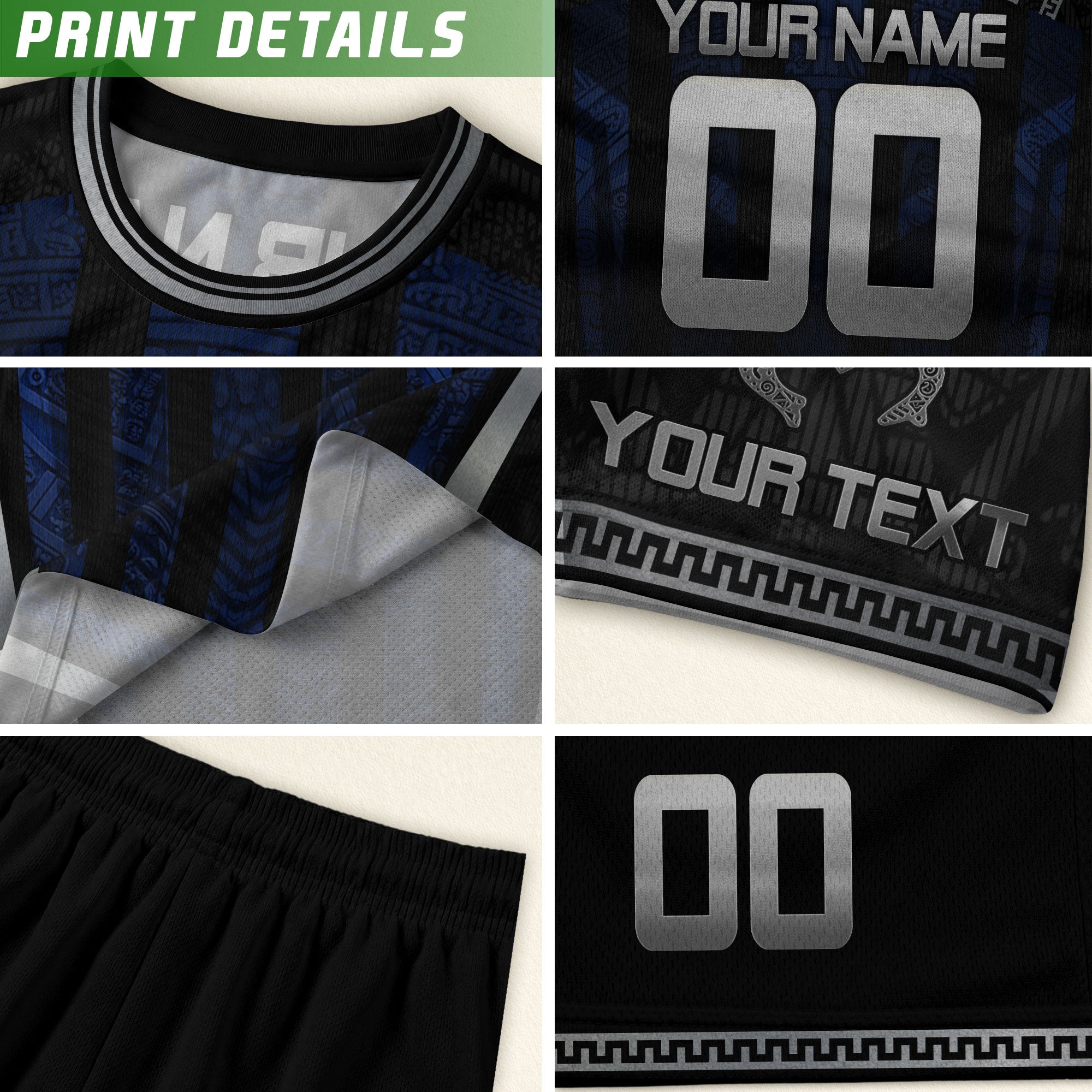 Custom Puerto Rico Soccer Jersey Navy Silver Taino Tribal Football Shirt