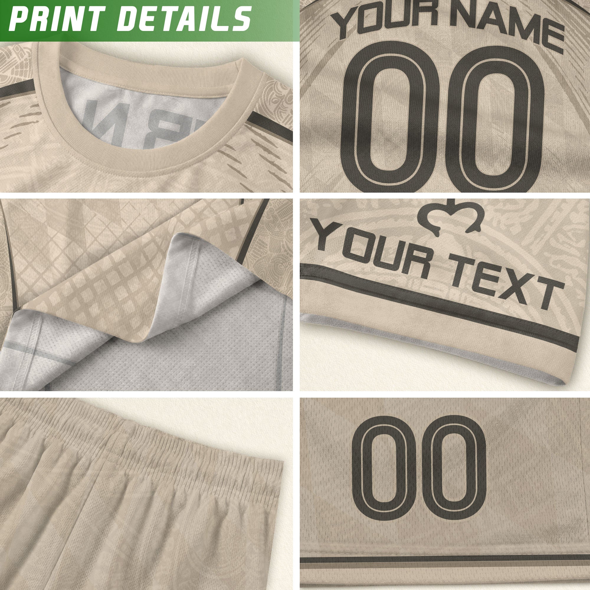 Personalized Beige Puerto Rico Soccer Jersey Taino Pattern Football Shirt