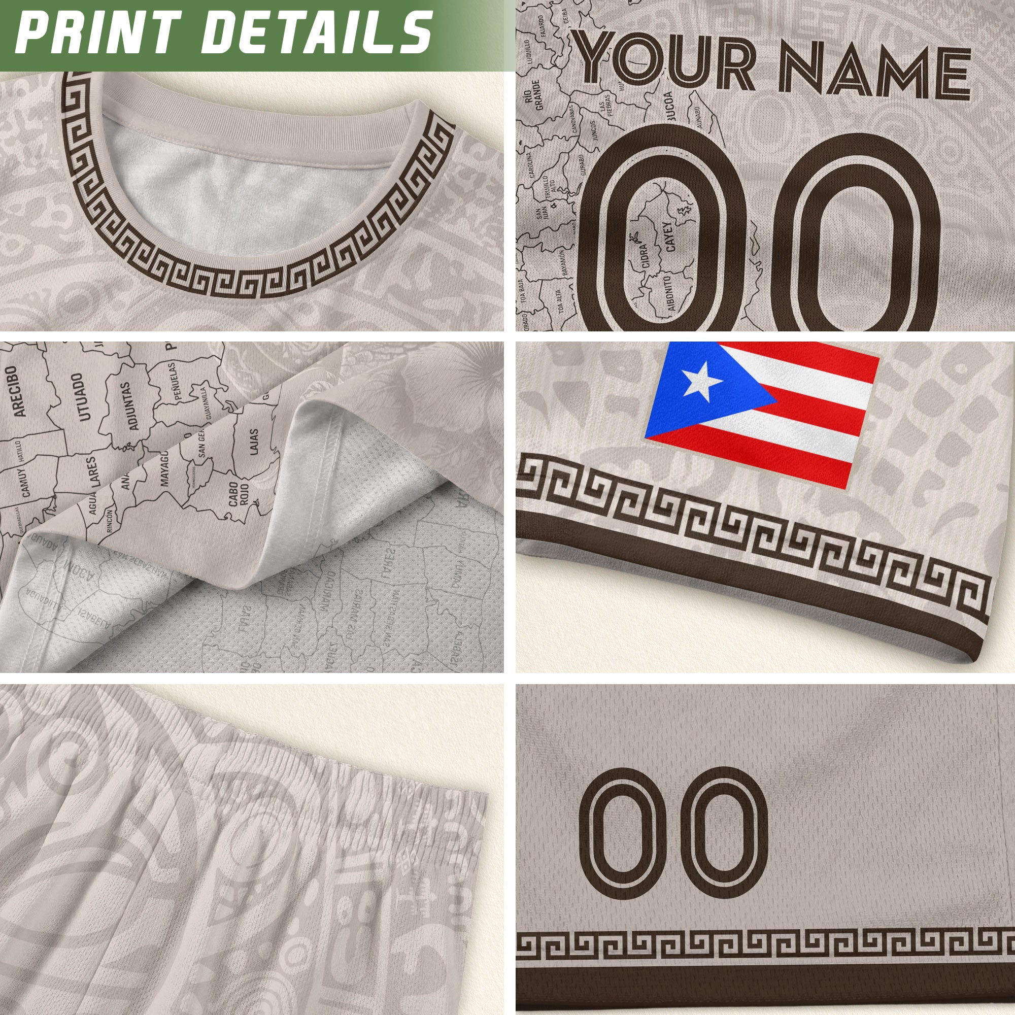 Beige Puerto Rico Soccer Jersey Map Coqui Frog Boricua Pride Personalized Shirt