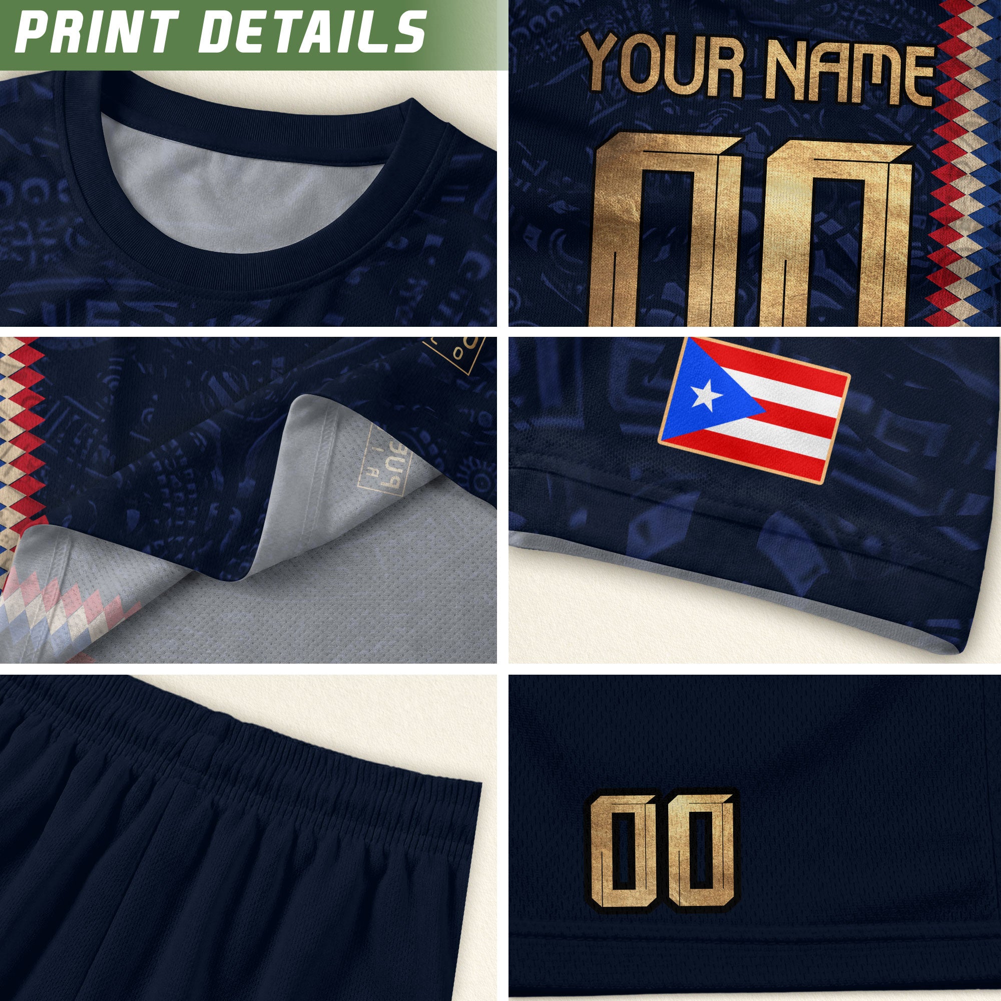 Custom Puerto Rico Soccer Jersey Navy Blue – Puerto Rican Jersey Men & Women, Puerto Rico Jerseys for Fans