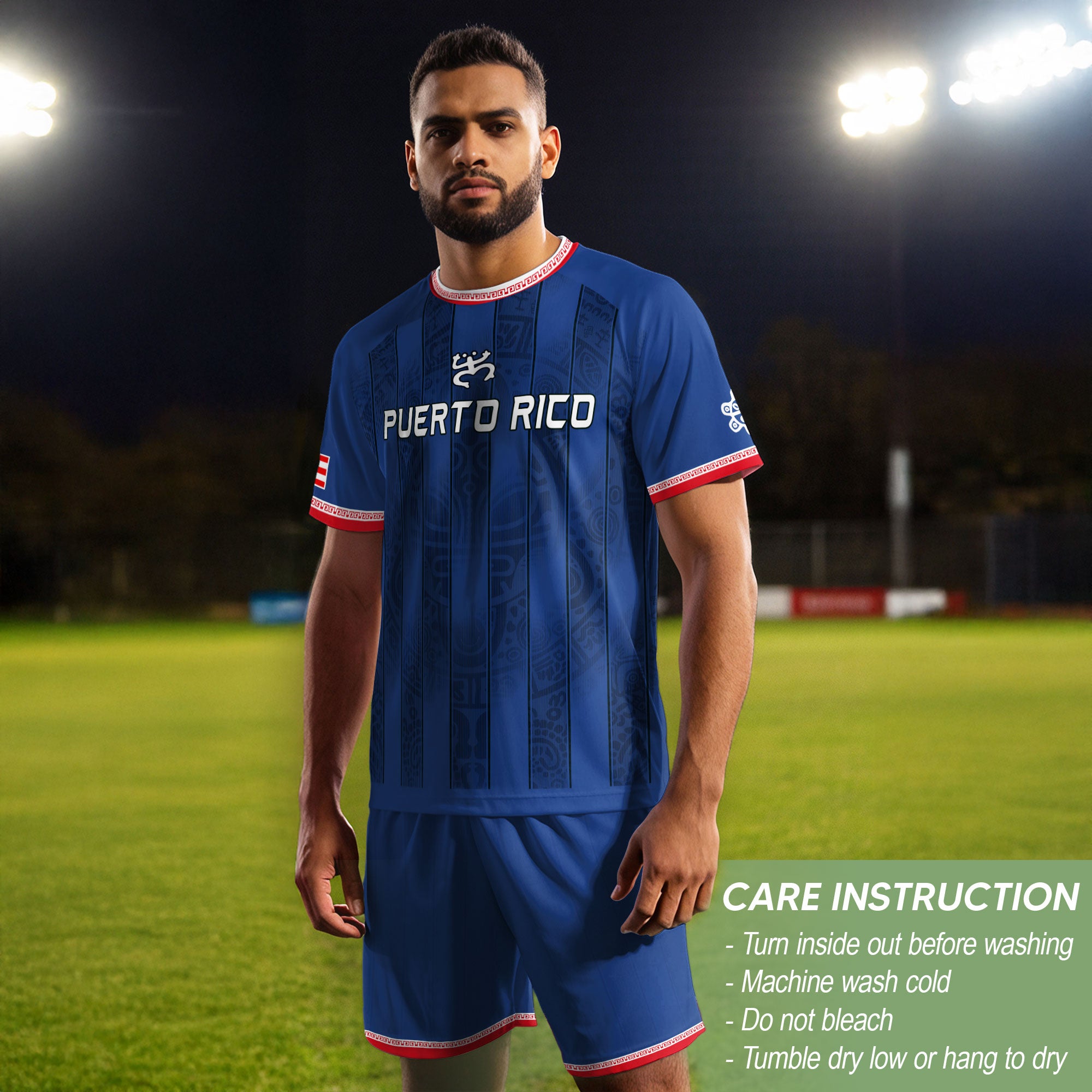 Puerto Rico Football Jersey Striped Navy Soccer Shirt Boricua Pride Gift Men