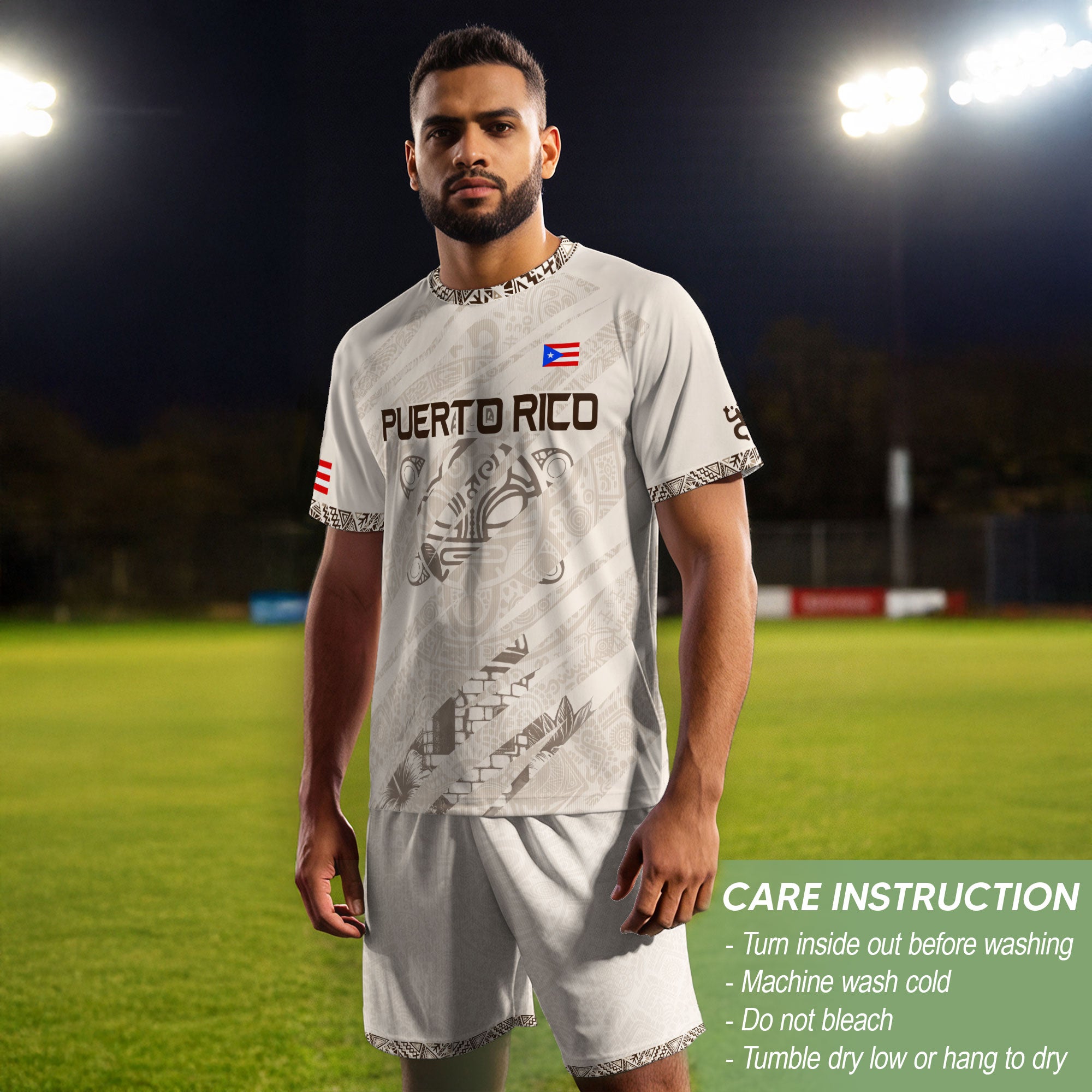 Puerto Rico Taino Coqui Jersey - White Heritage Boricua Tribal Print Performance Shirt