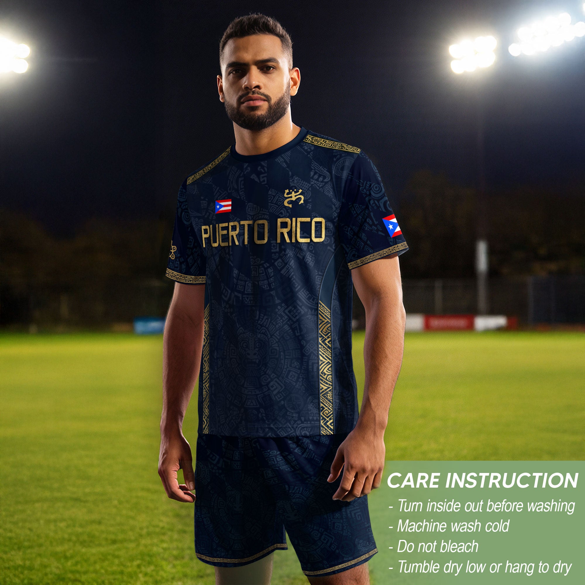 Puerto Rico Soccer Jersey - Taino Coqui Frog Navy Gold Boricua Pride Sportswear