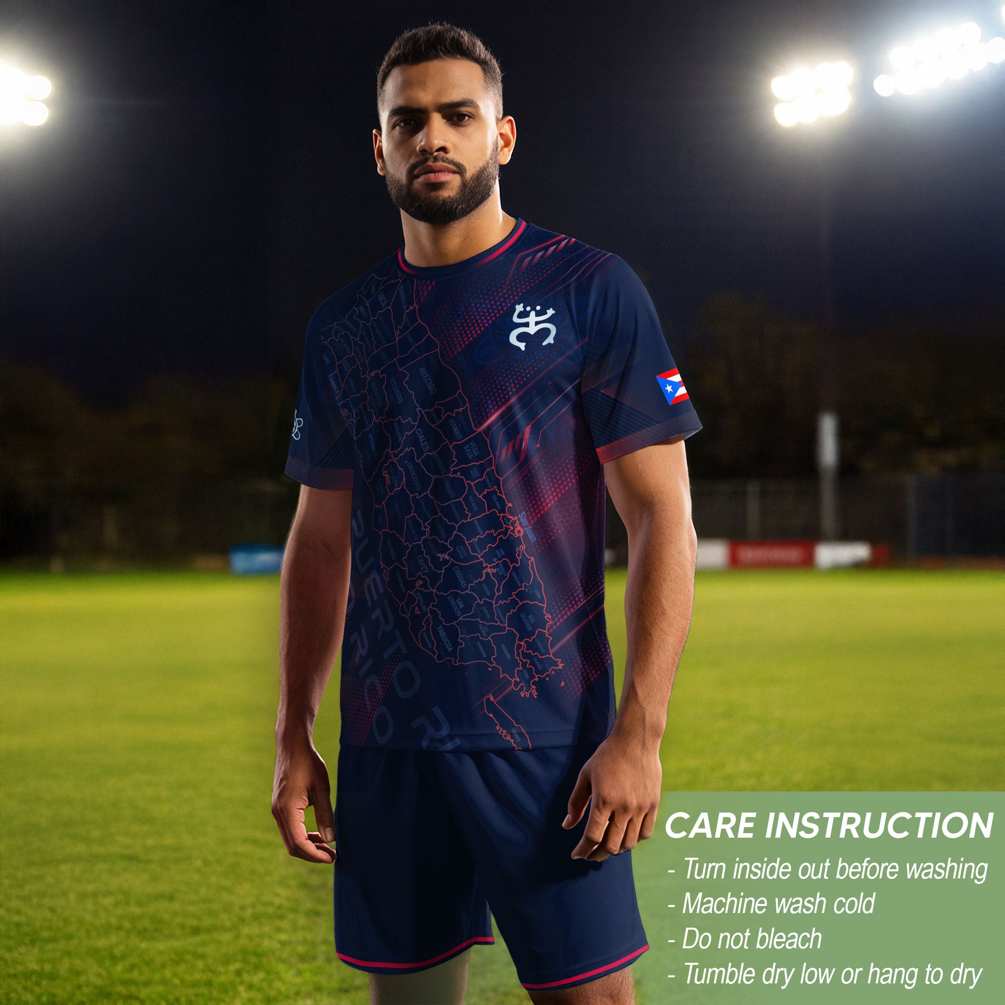 Puerto Rico Heritage Orgullo Boricua Soul Navy Island Map Coqui Graphic Soccer Jersey