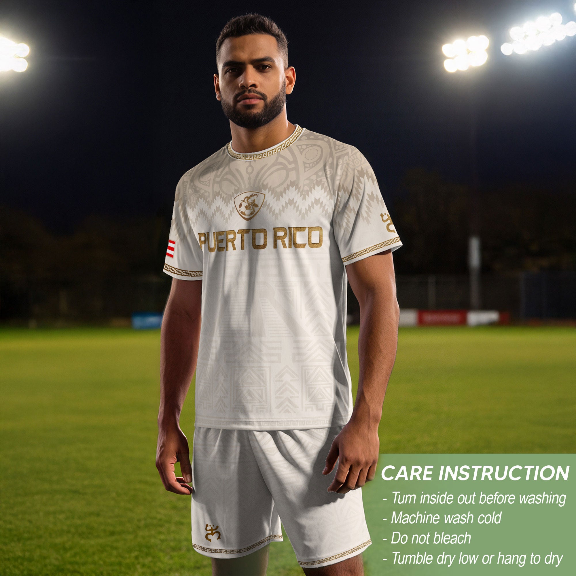 White Gold Puerto Rico Soccer Jersey for Men Puerto Rican Jersey Men Puerto Rico Soccer Shirt for Mens