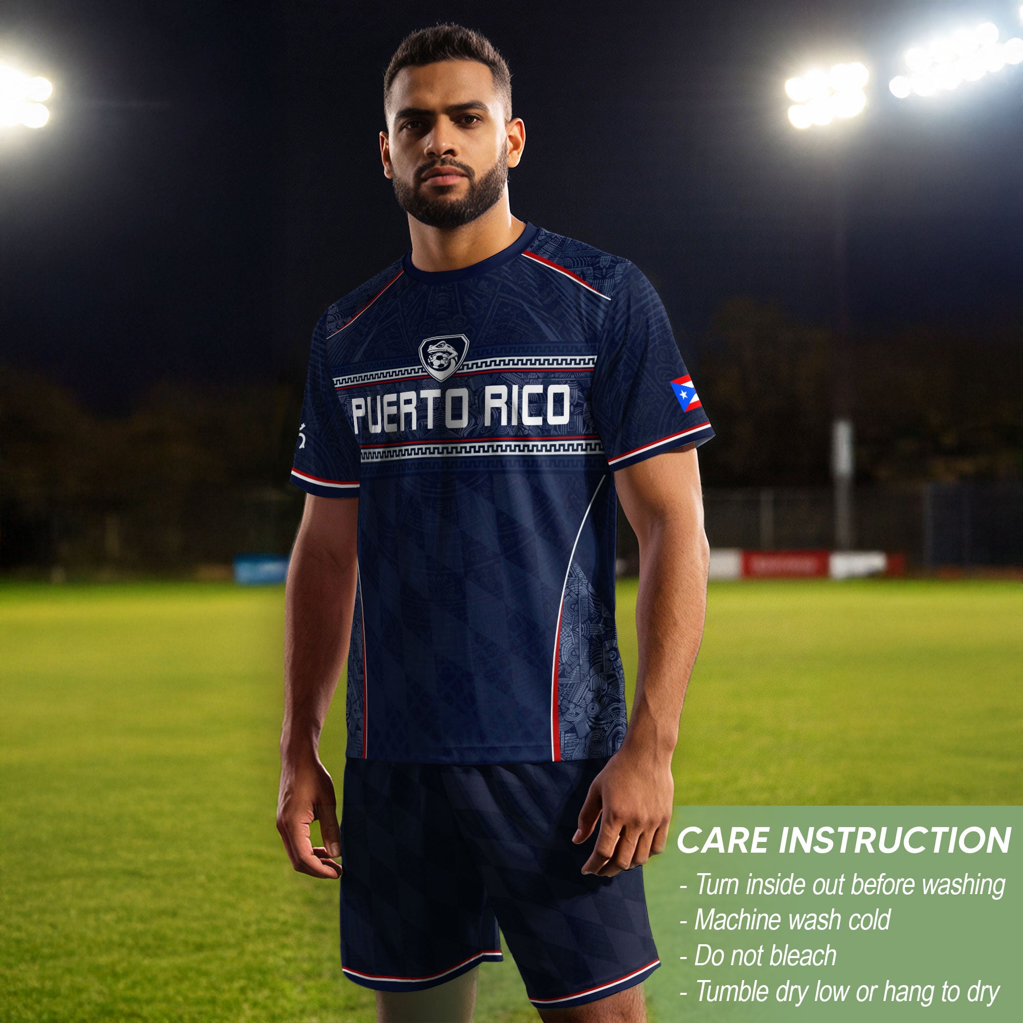 Puerto Rico Soccer Jersey - Modern Navy Taino Pattern Boricua Pride Athletic Fan Jersey