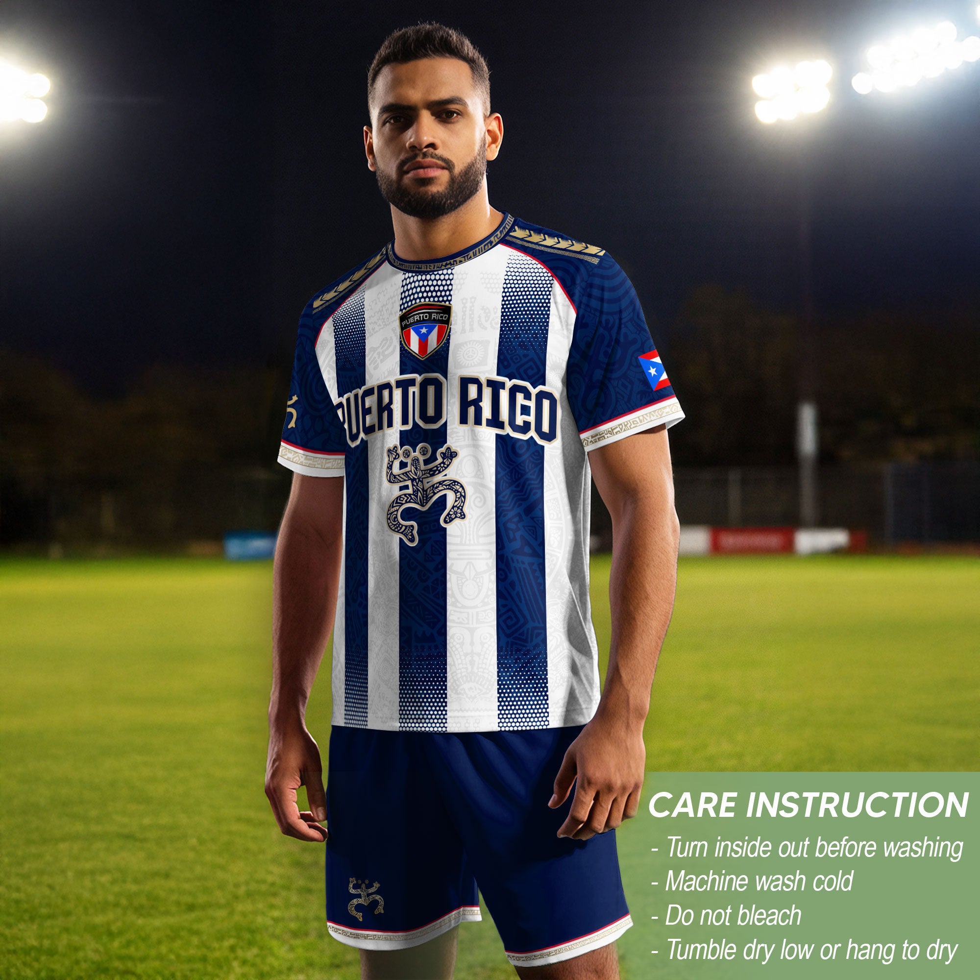 Puerto Rico Soccer Jersey Shirt Blue White Striped Boricua Football Fan Jersey Unisex