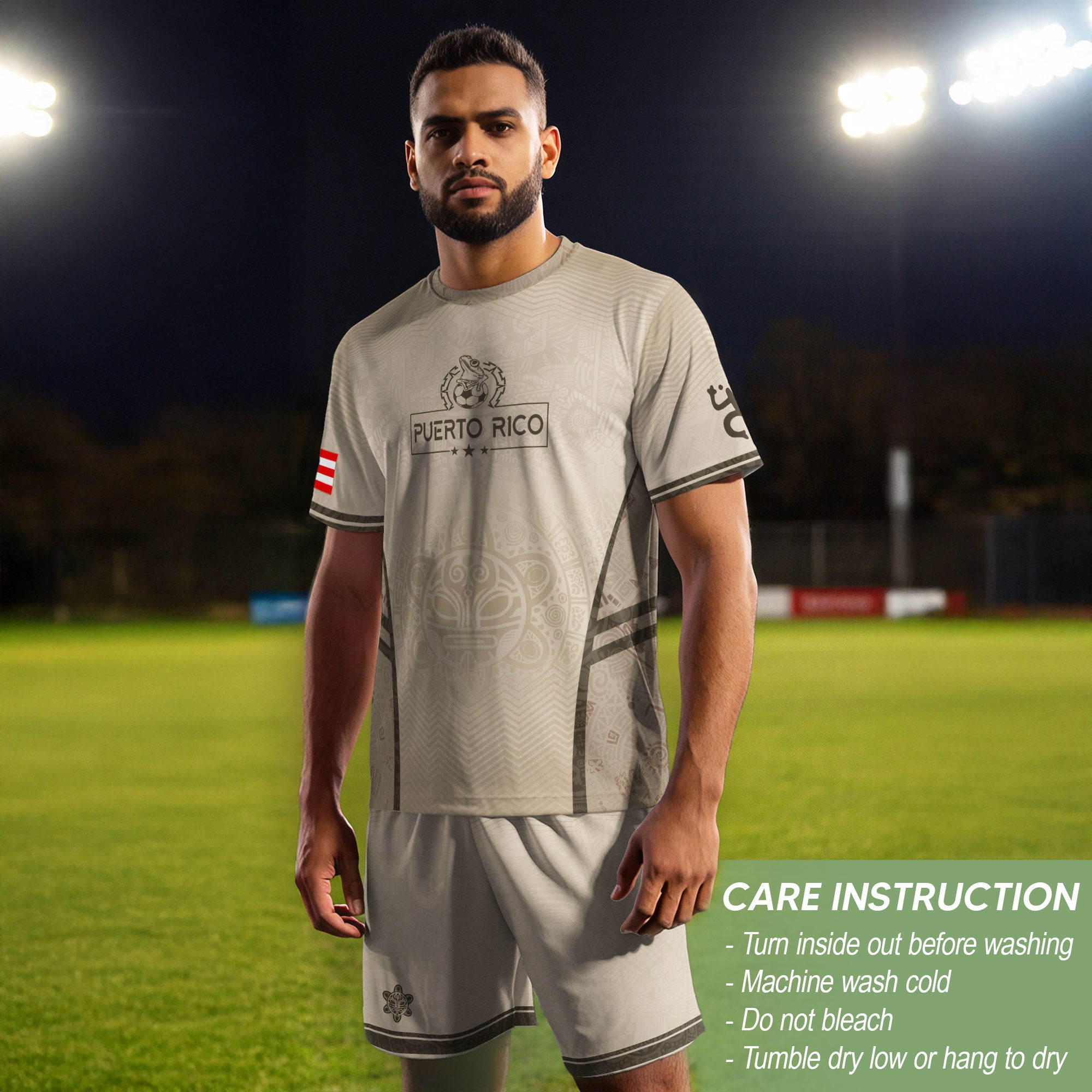 Beige Puerto Rico Soccer Jersey for Men – Puerto Rican Shirt, Puerto Rico Jerseys, Puerto Rico Shirts for Men