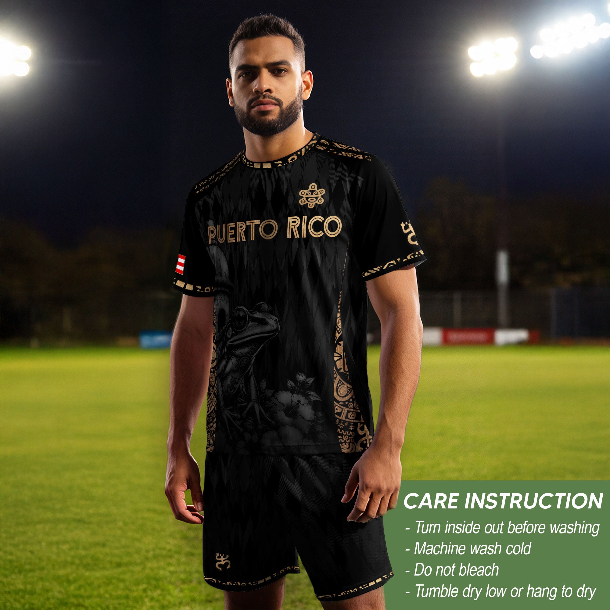 Camiseta de fútbol con máscara taína boricua azul marino de Puerto Rico, bandera tribal, orgullo nacional