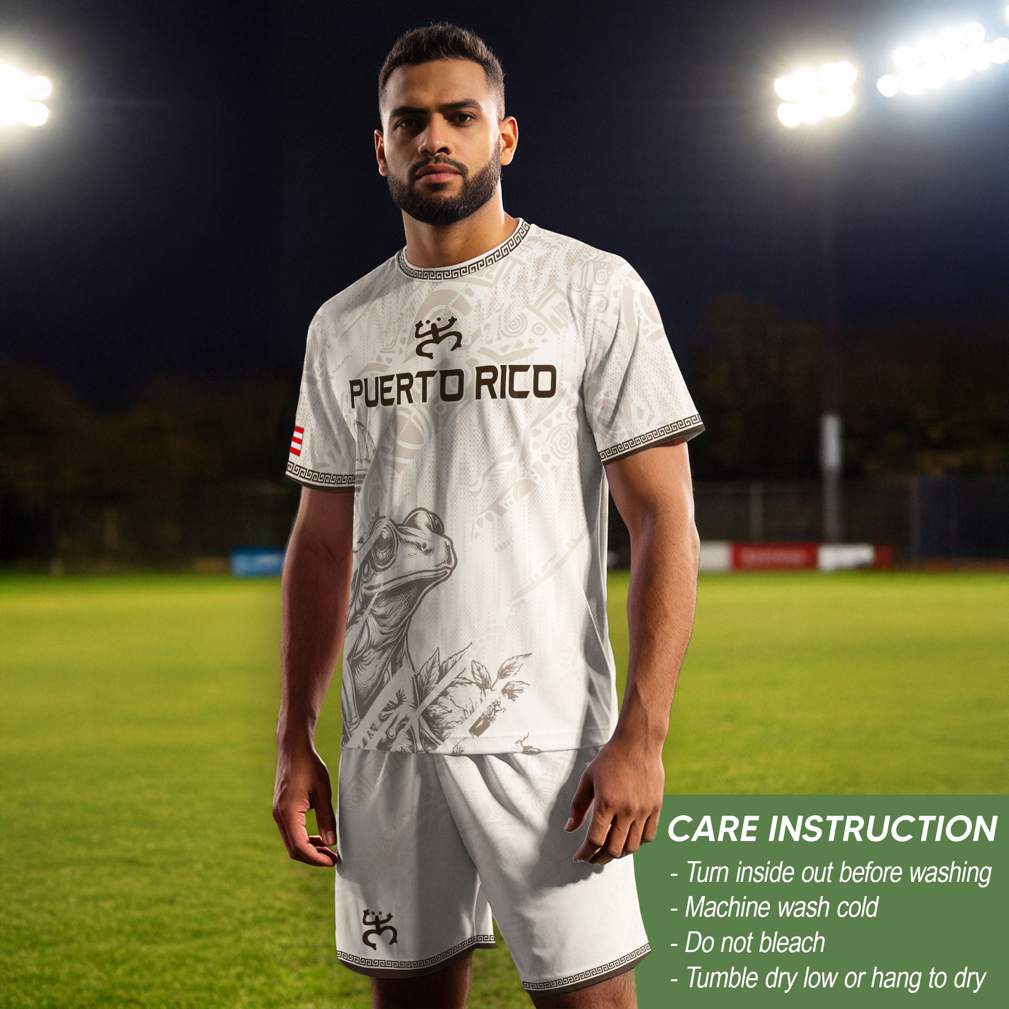 Puerto Rico Soccer Jersey Beige Taino Turtle El Morro Fortress Coqui Frog Shirt