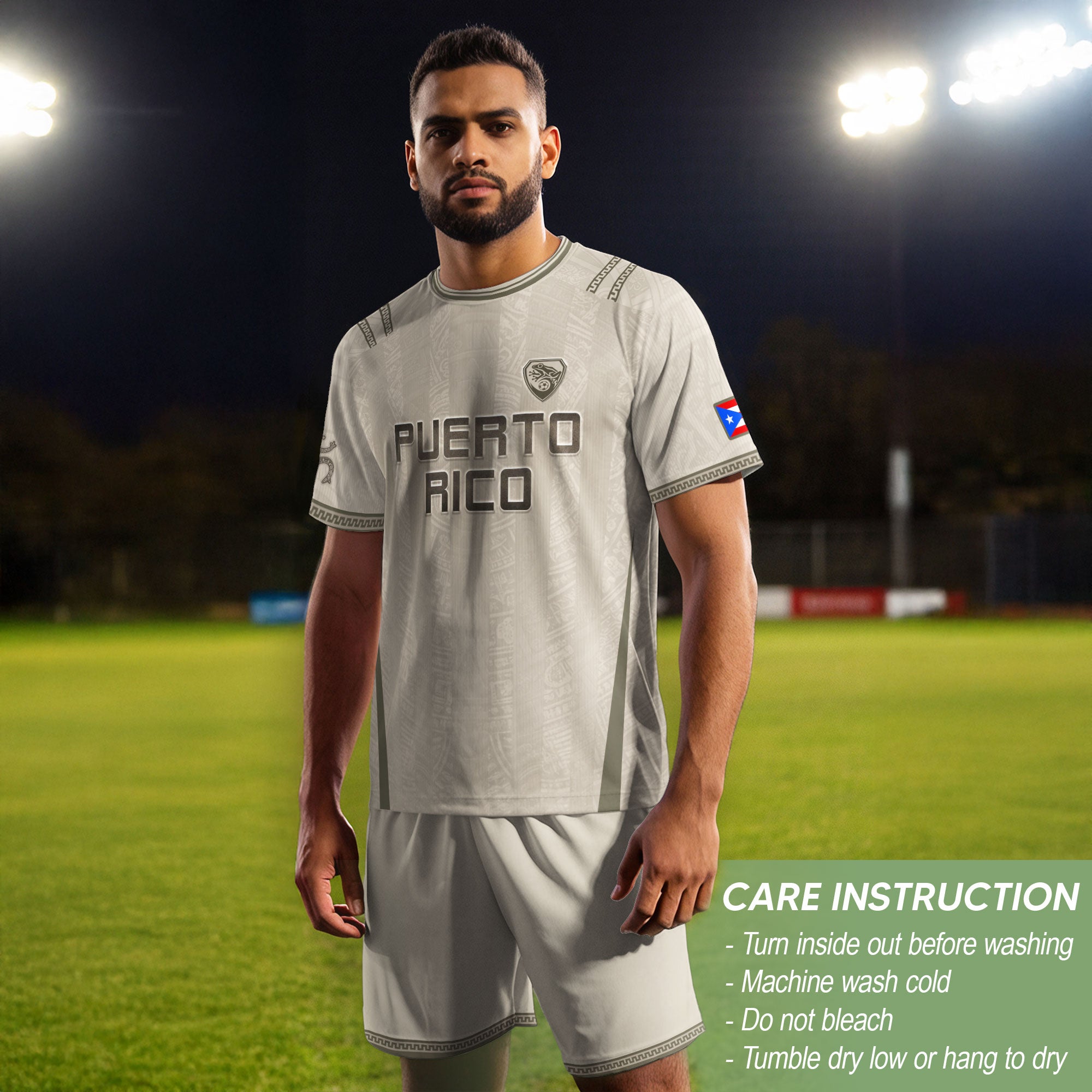Beige Puerto Rico Soccer Jersey Taino Sun Sol de Jayuya Pattern Edition Football Shirt