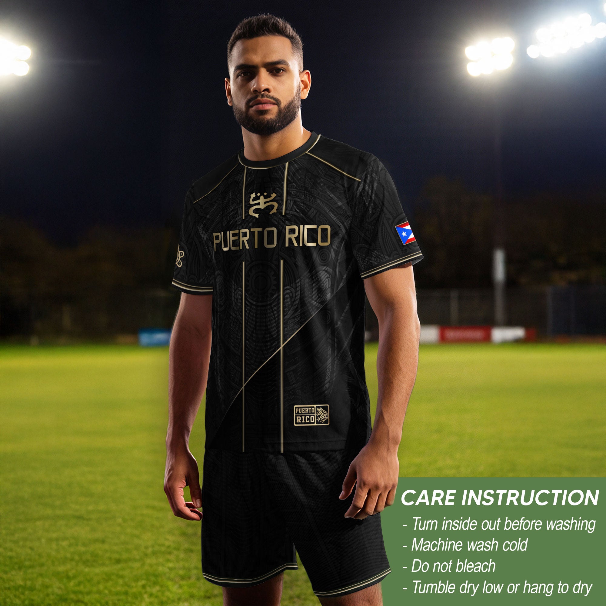 Puerto Rico Soccer Jersey Taino Coquí Black Gold Flag Football Shirt Men Women Gift