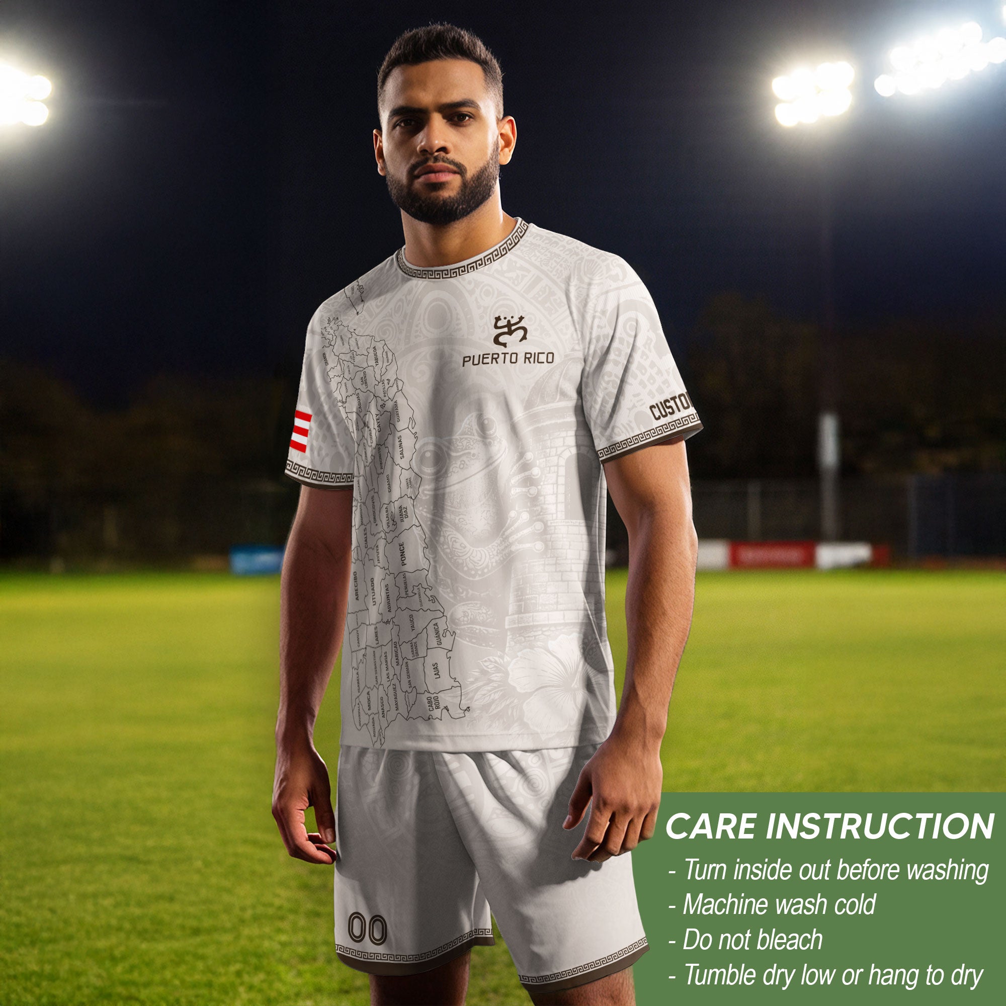 Beige Puerto Rico Soccer Jersey Map Coqui Frog Boricua Pride Personalized Shirt