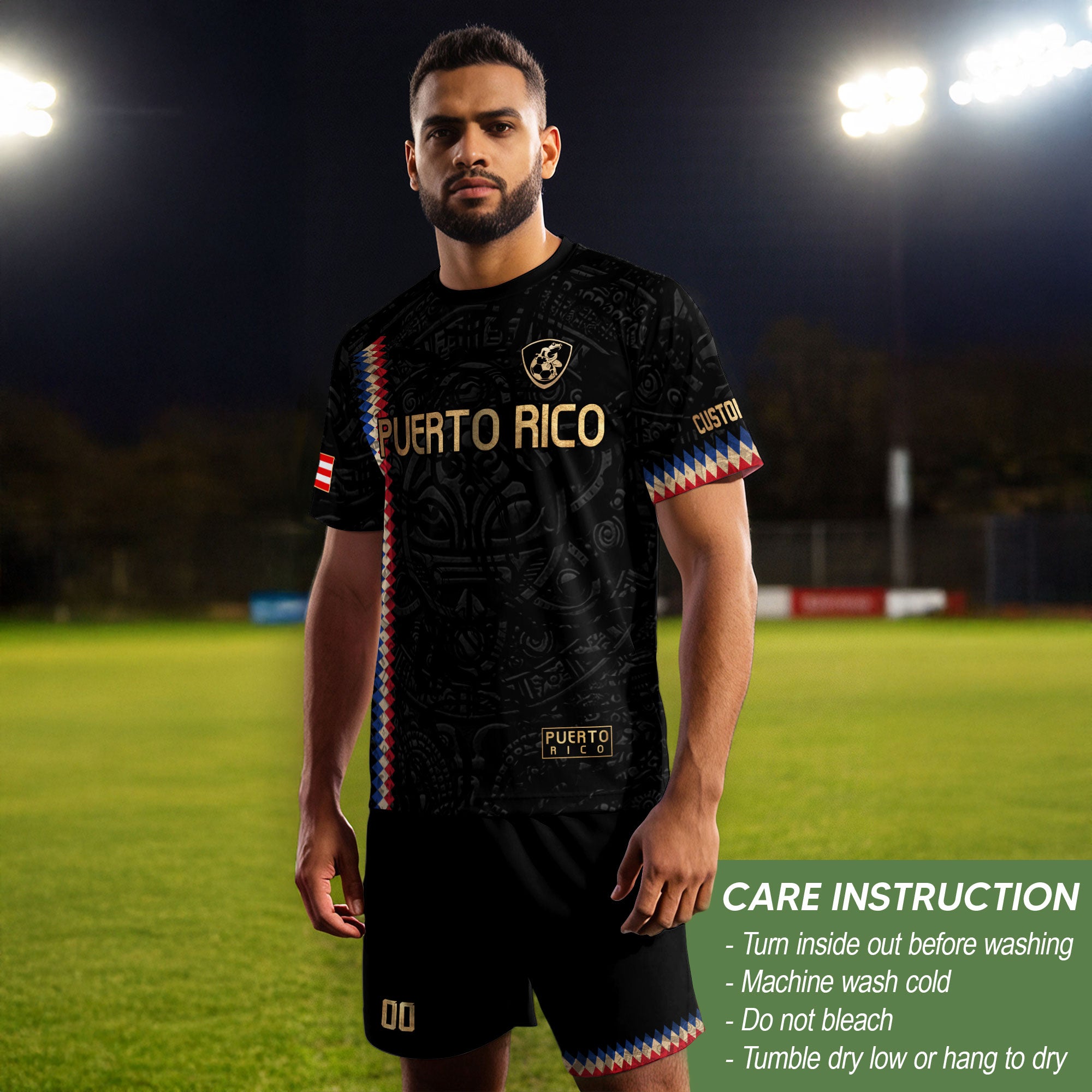 Custom Puerto Rico Soccer Jersey Black Gold – Puerto Rico Shirt, Puerto Rico Jerseys for Fans