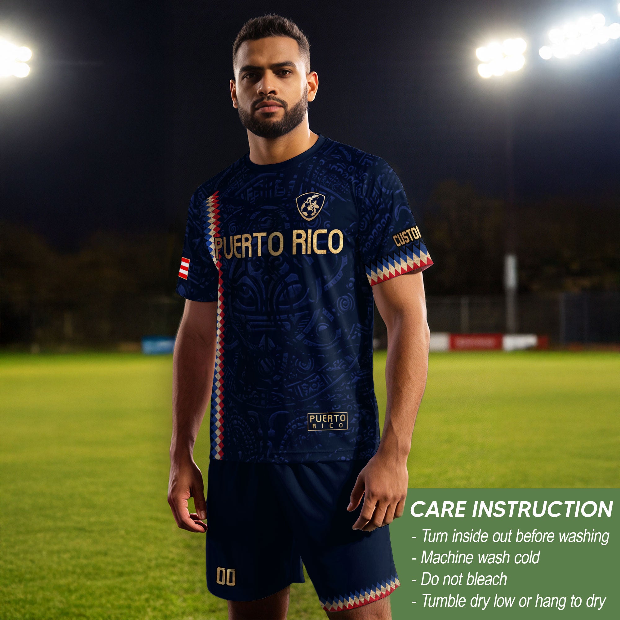 Custom Puerto Rico Soccer Jersey Navy Blue – Puerto Rican Jersey Men & Women, Puerto Rico Jerseys for Fans
