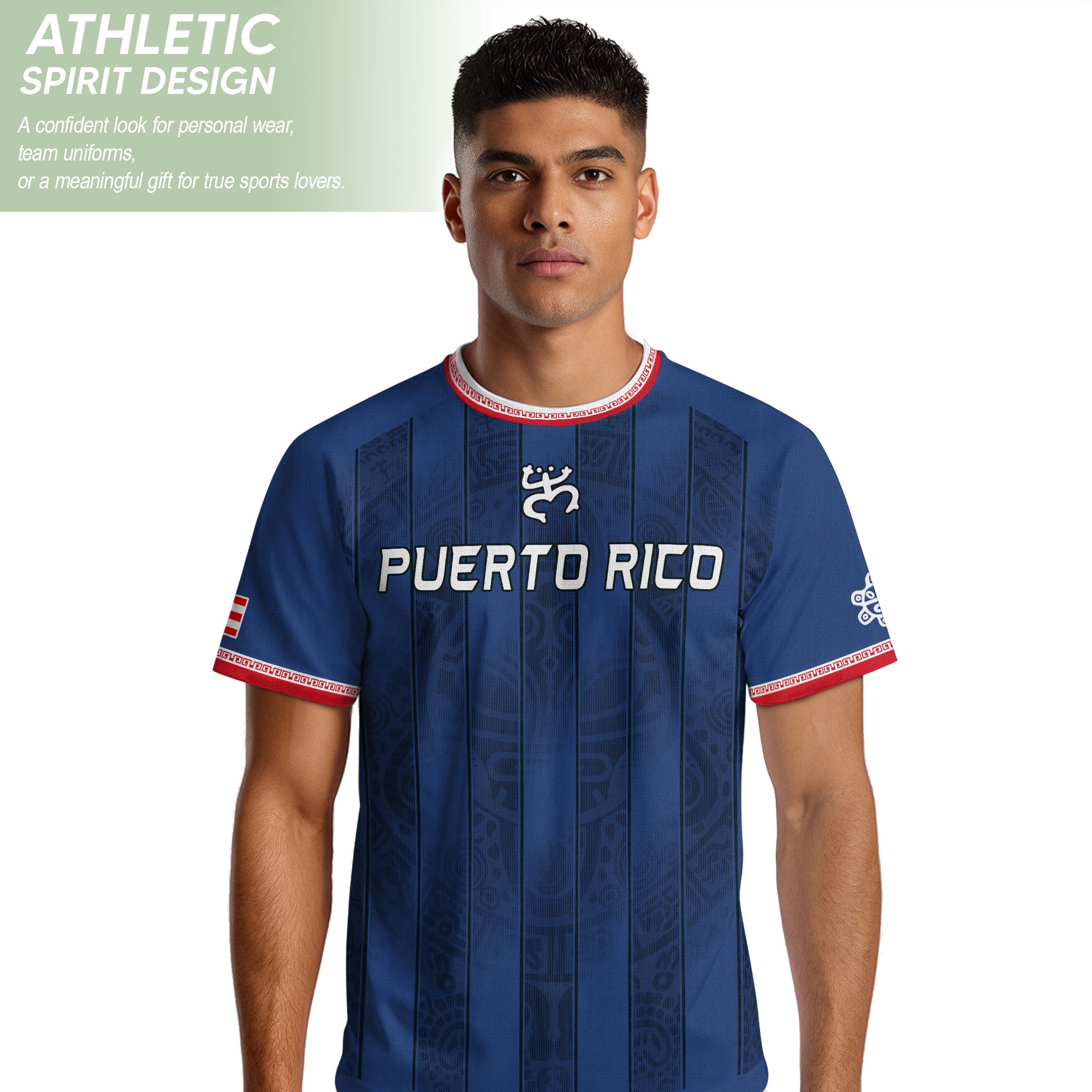 Puerto Rico Football Jersey Striped Navy Soccer Shirt Boricua Pride Gift Men