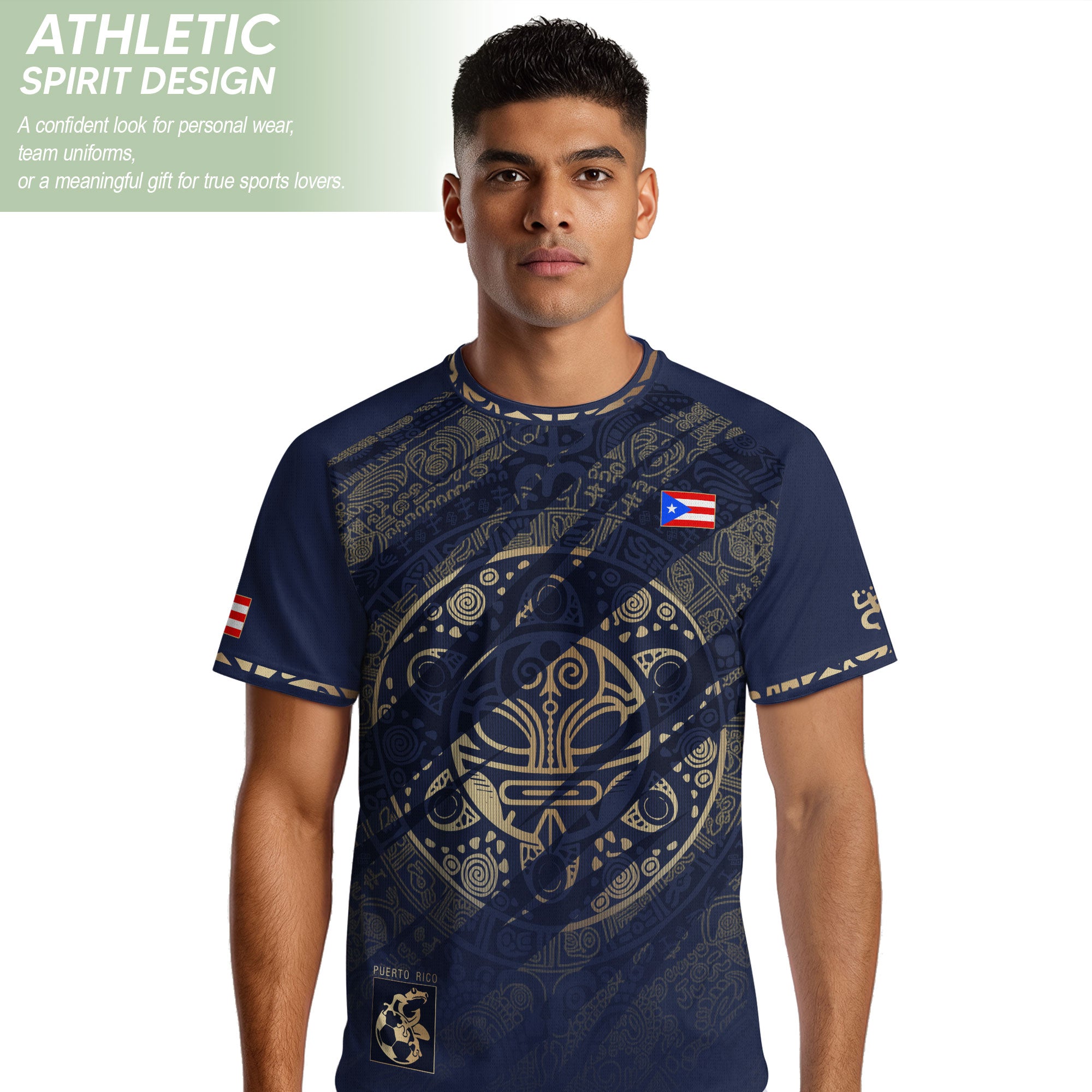 Puerto Rico Soccer Jersey Taino Sun Navy Gold Football Shirt Boricua Apparel Men Gift