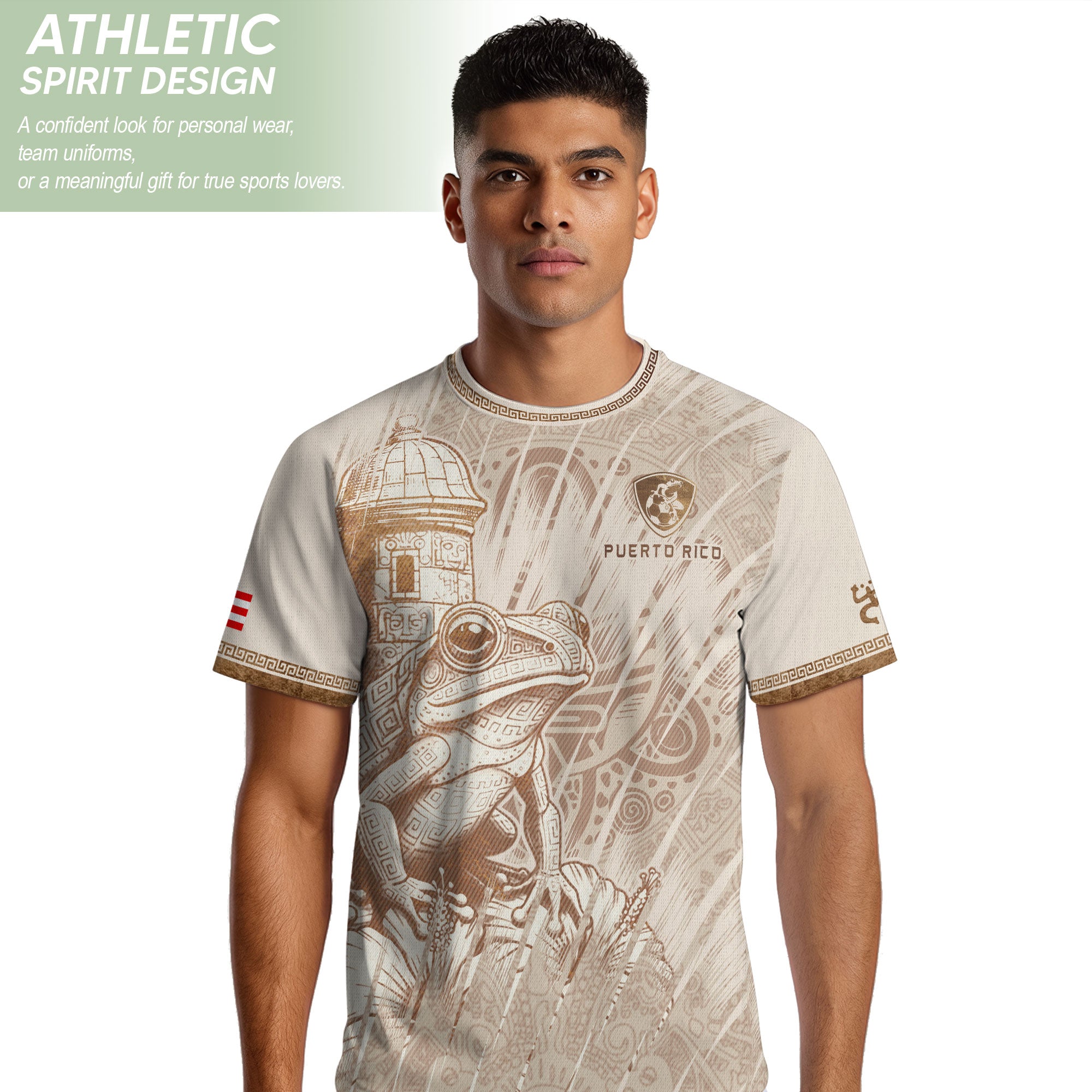 Beige Puerto Rico Soccer Jersey Men Puerto Rican Jersey for Men Puerto Rico Jersey Mens Soccer Shirt