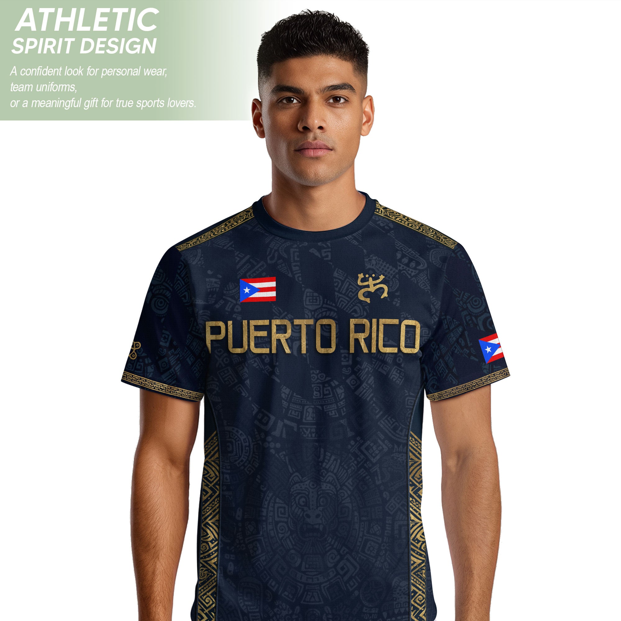 Puerto Rico Soccer Jersey - Taino Coqui Frog Navy Gold Boricua Pride Sportswear