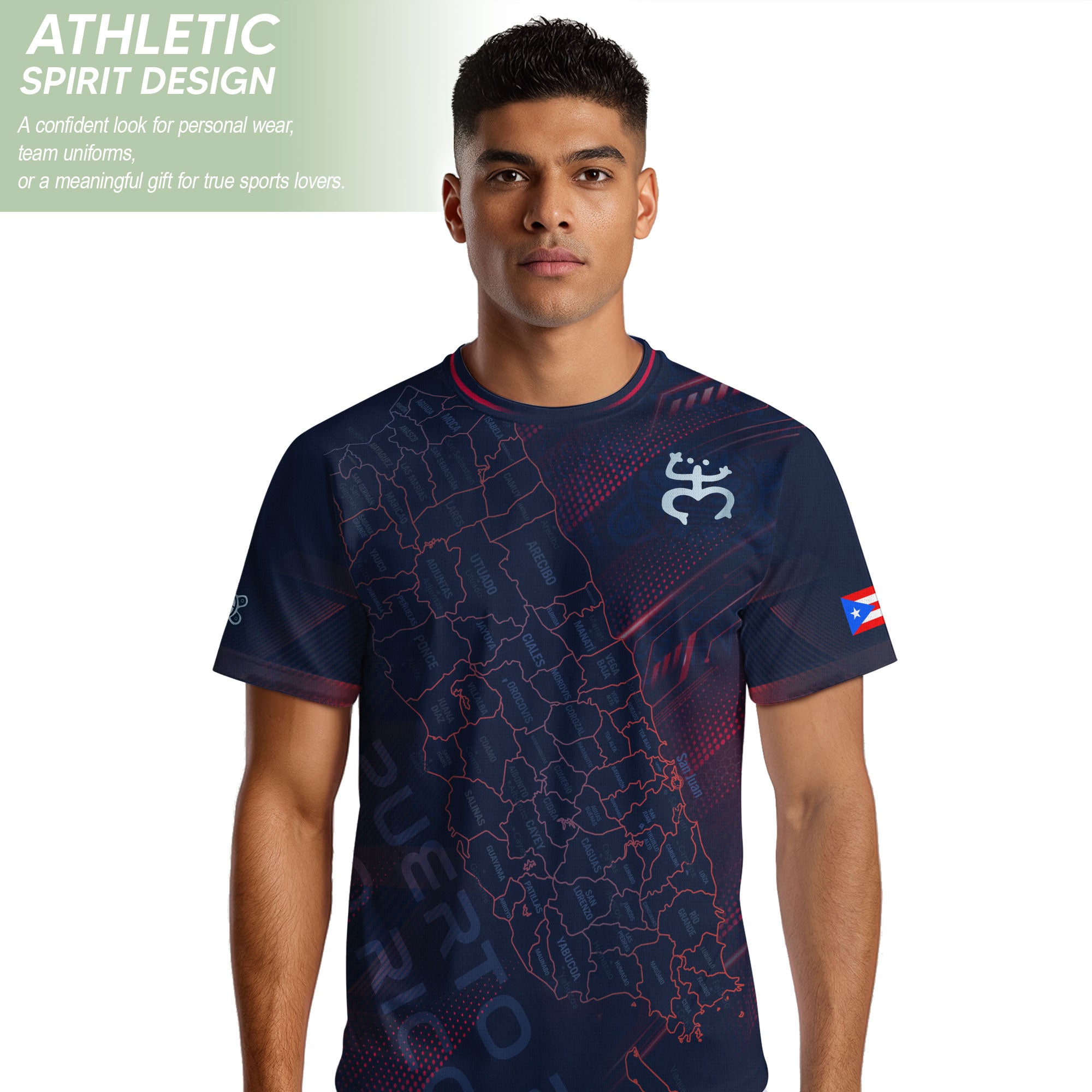 Puerto Rico Heritage Orgullo Boricua Soul Navy Island Map Coqui Graphic Soccer Jersey