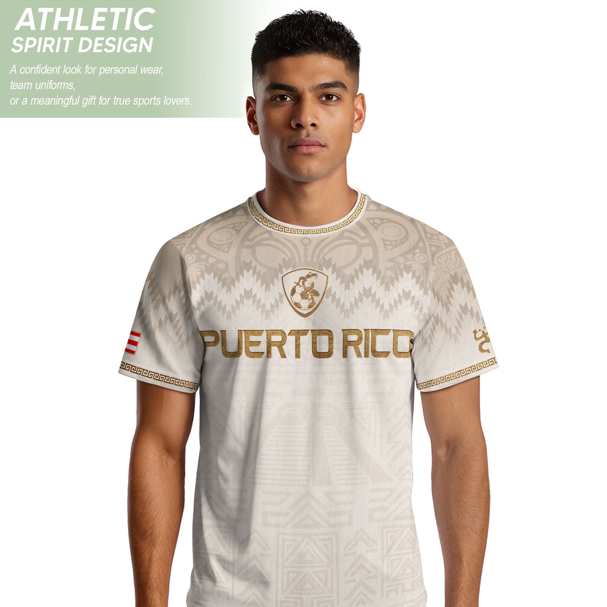 White Gold Puerto Rico Soccer Jersey for Men Puerto Rican Jersey Men Puerto Rico Soccer Shirt for Mens