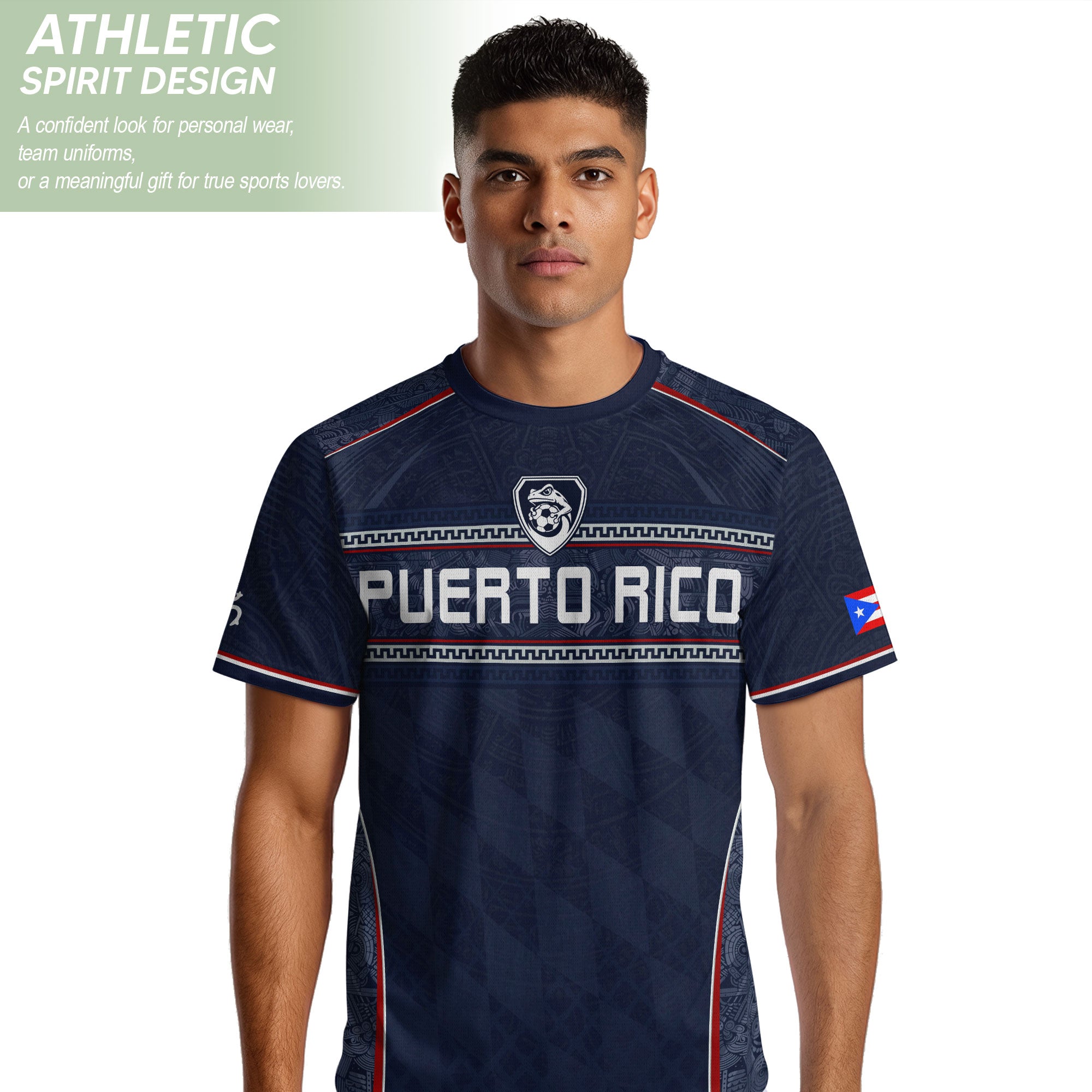 Puerto Rico Soccer Jersey - Modern Navy Taino Pattern Boricua Pride Athletic Fan Jersey